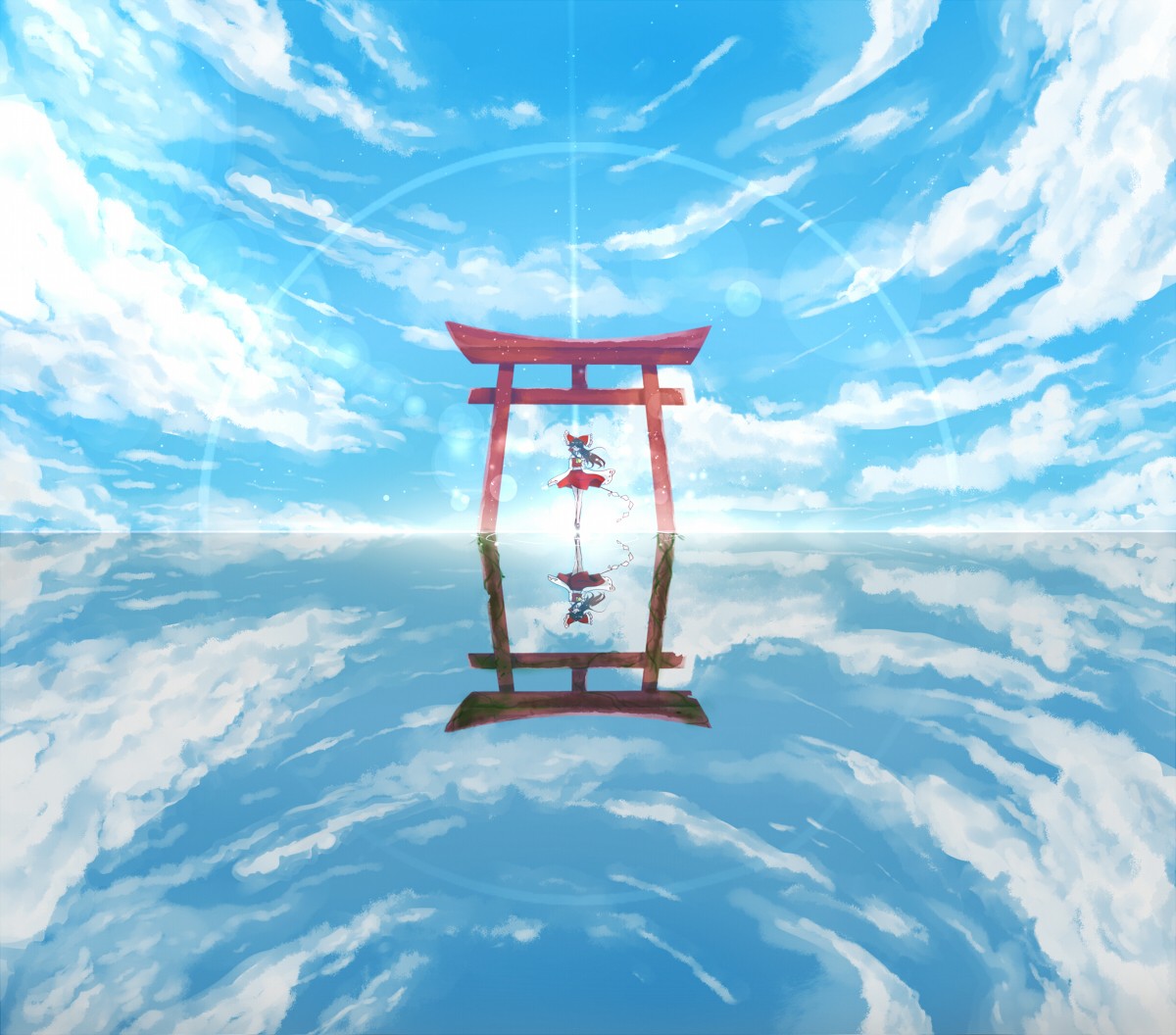 Anime 1200x1056 anime Touhou Hakurei Reimu torii
