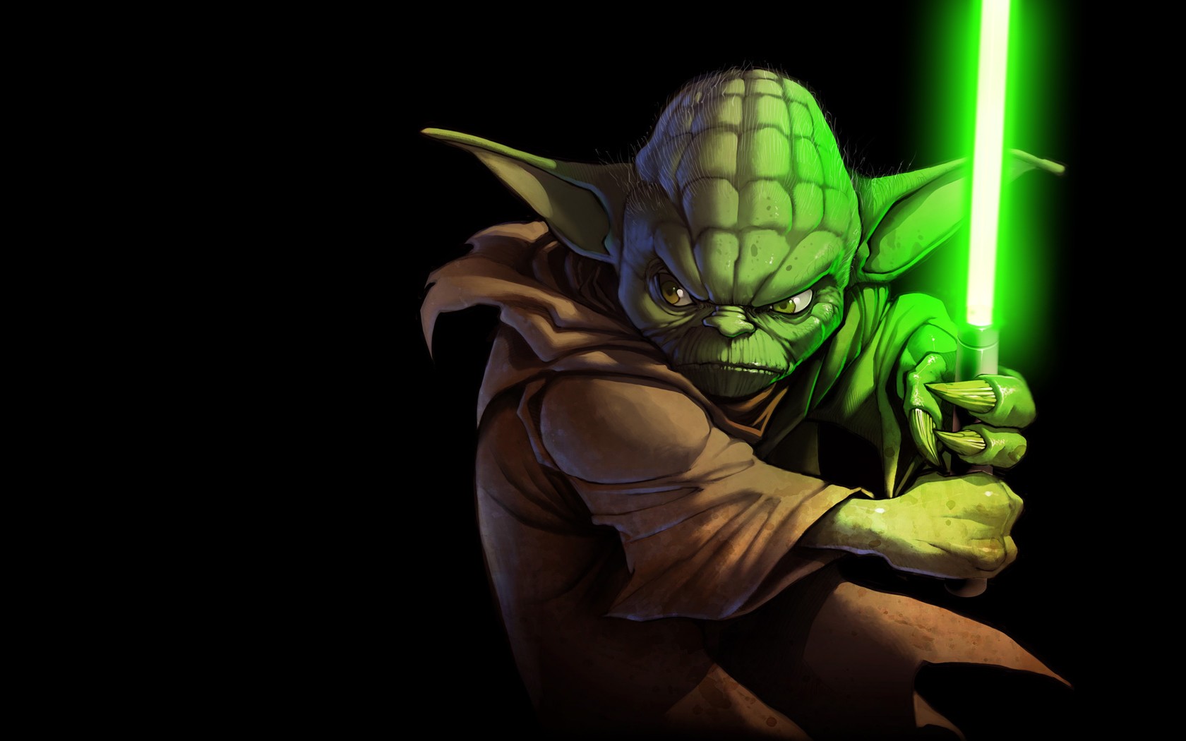 General 1680x1050 Yoda Star Wars lightsaber Jedi simple background black background Star Wars Heroes science fiction