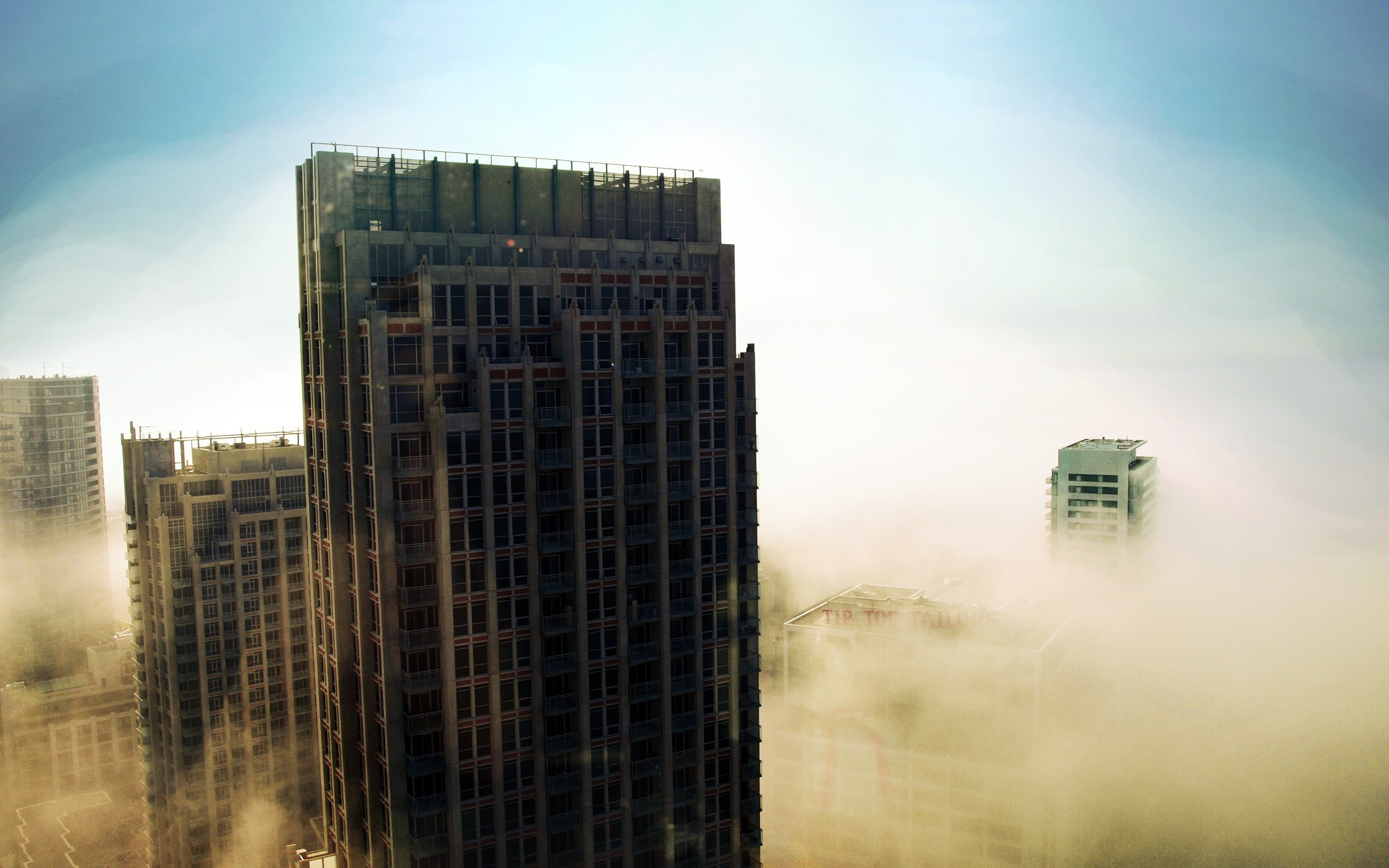 General 2560x1600 cityscape building mist city clouds sky Sun Toronto