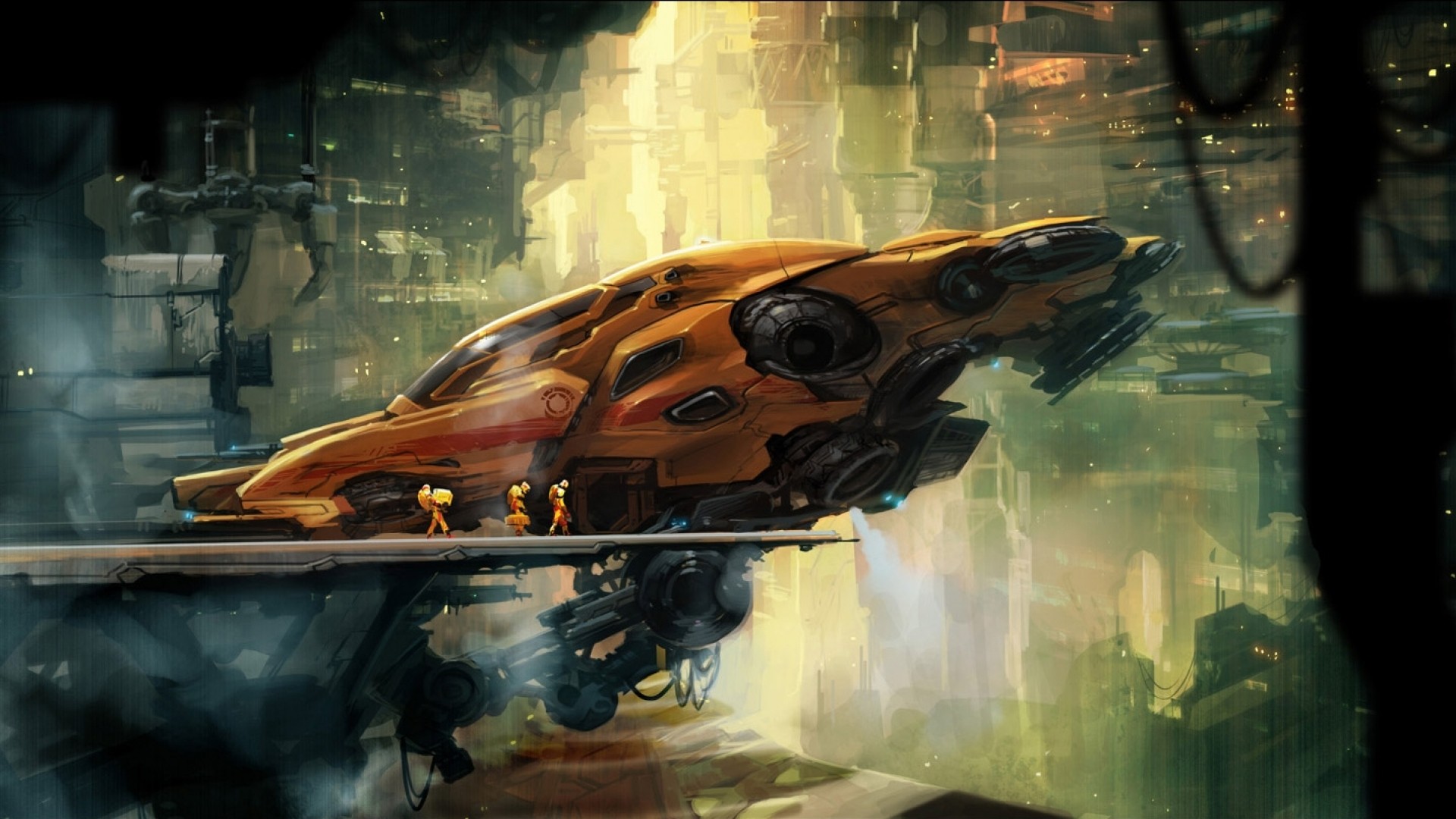 General 1920x1080 artwork digital art spaceship futuristic dock science fiction