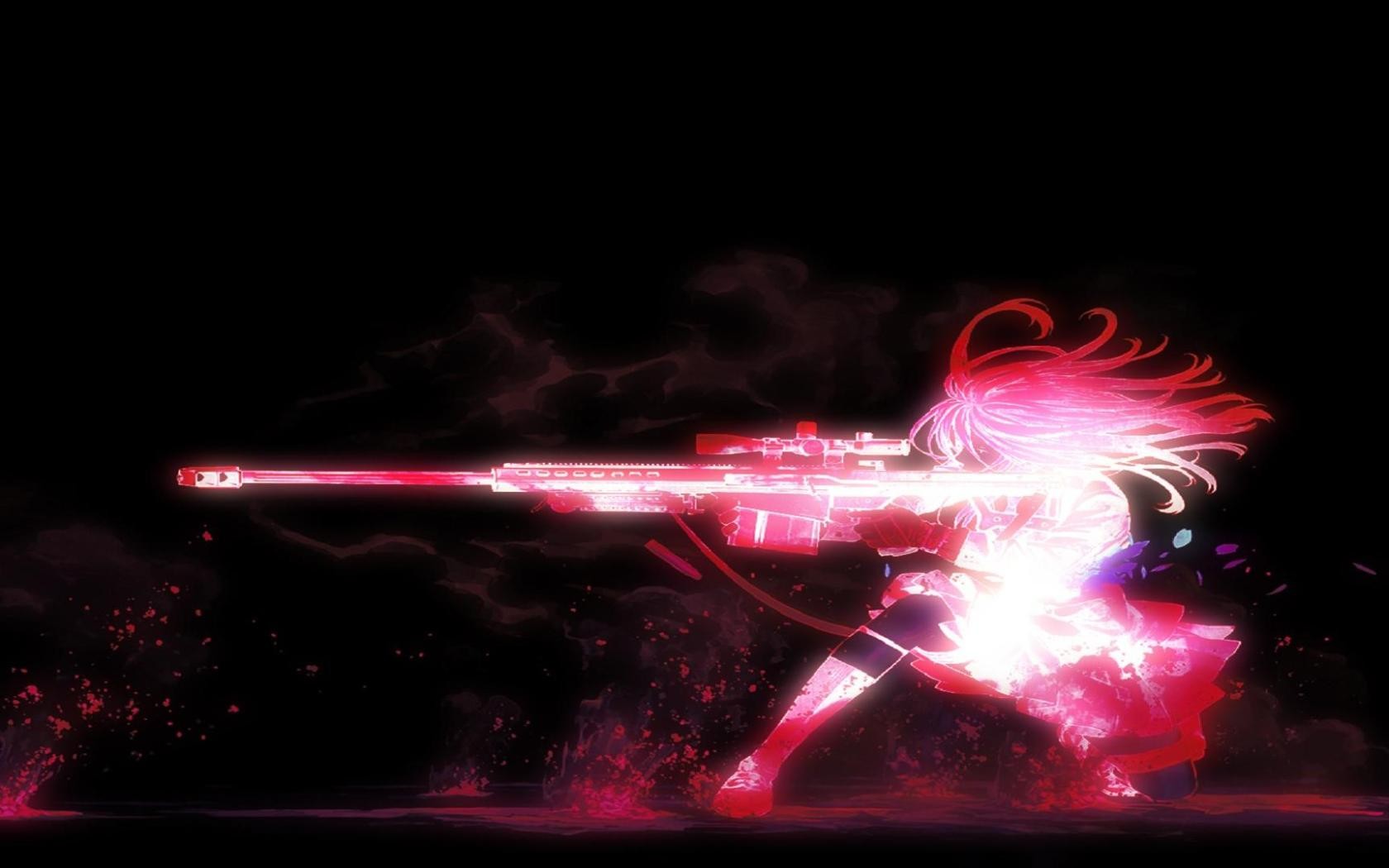 Anime 1680x1050 anime girls sniper rifle Black Rock Shooter anime aiming weapon rifles girls with guns