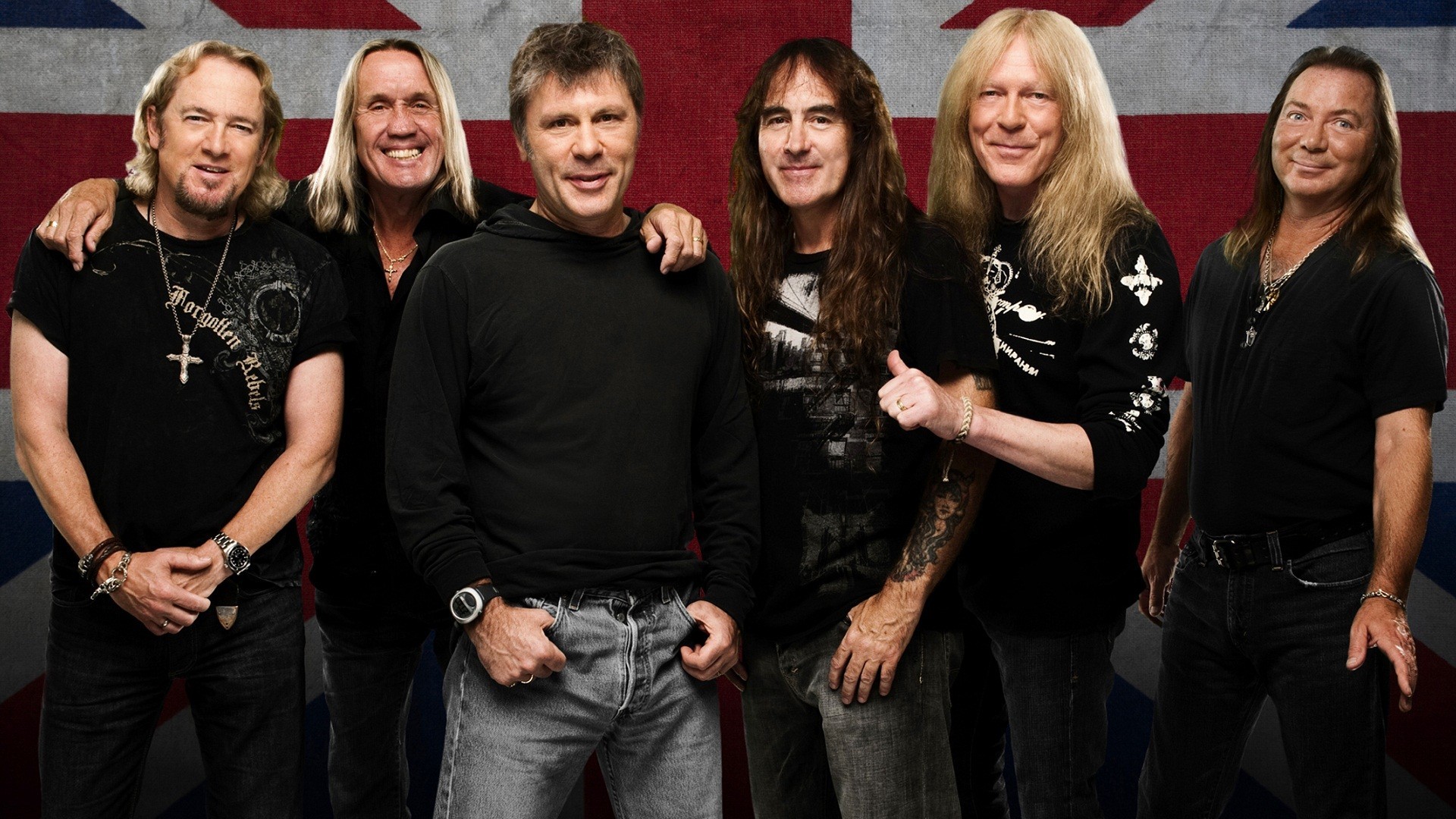 People 1920x1080 Iron Maiden British flag band UK metal band England heavy metal music Group of Men men