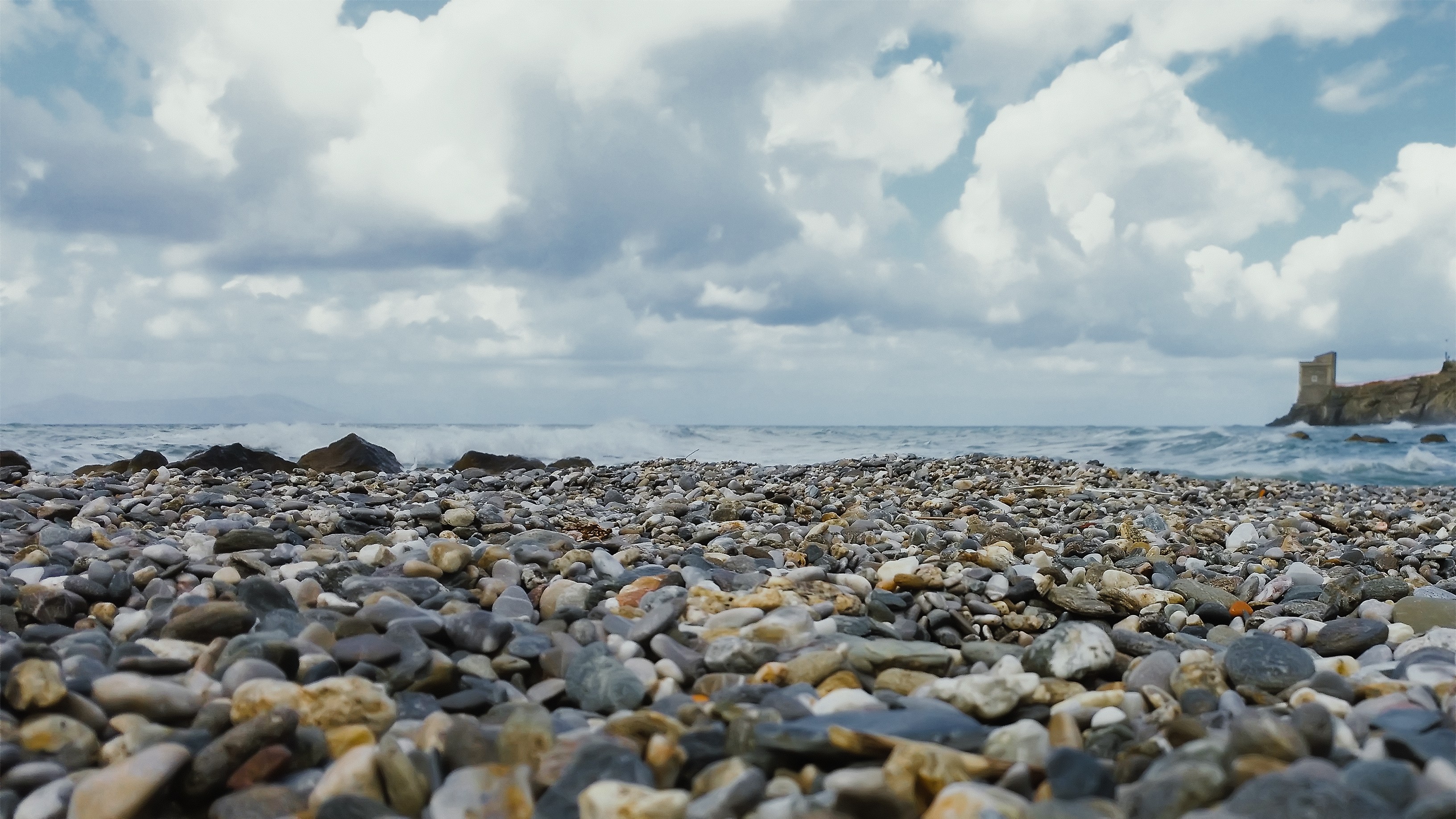 General 3264x1836 clouds water stones outdoors sea
