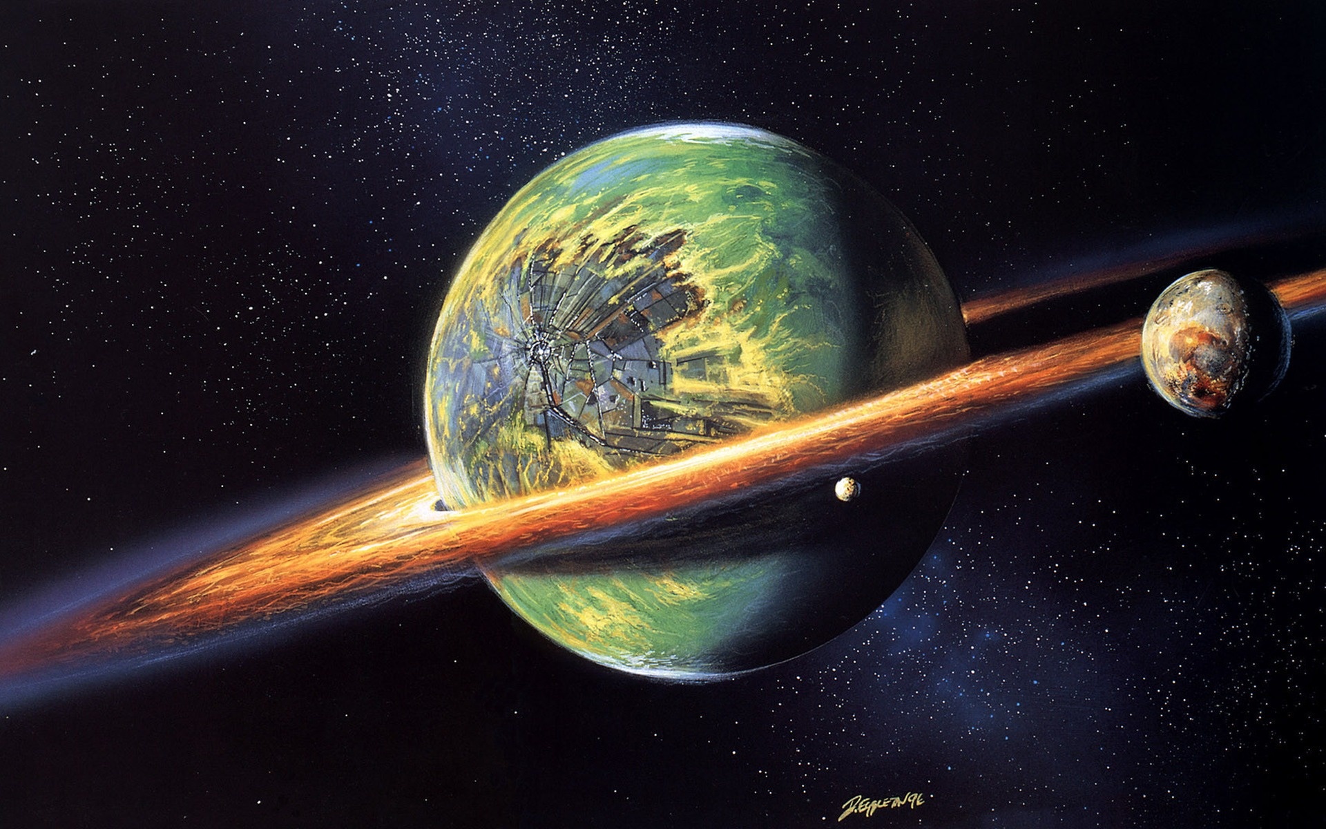 General 1920x1200 planet planetary rings cracked space artwork space art science fiction