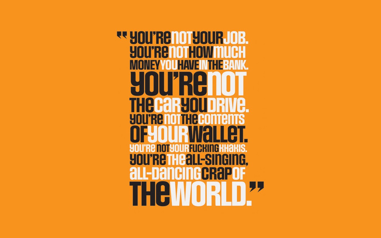 General 1280x800 Fight Club quote movies simple background typography orange background