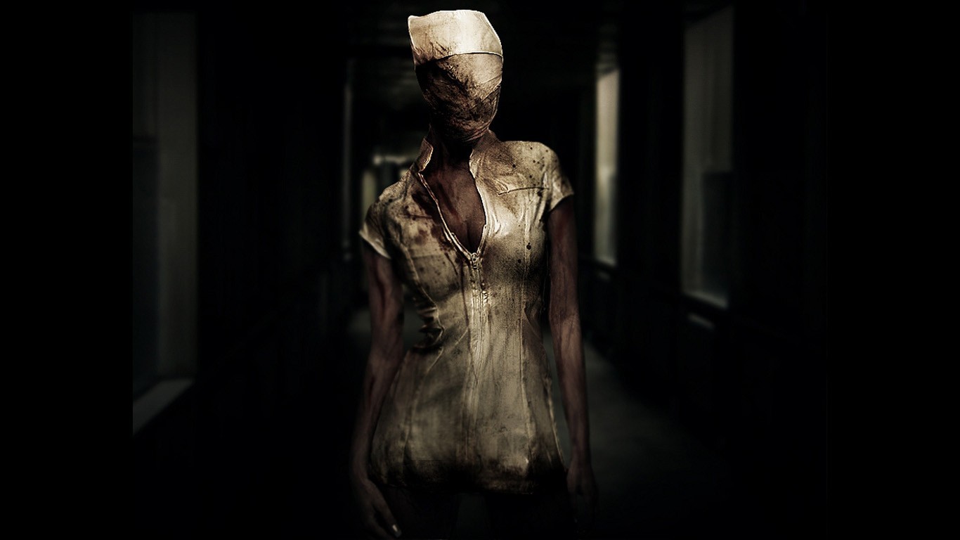 General 1366x768 Silent Hill Video Game Horror dark horror creature video games Nurse (Silent Hill character) nurse outfit cleavage centered frontal view