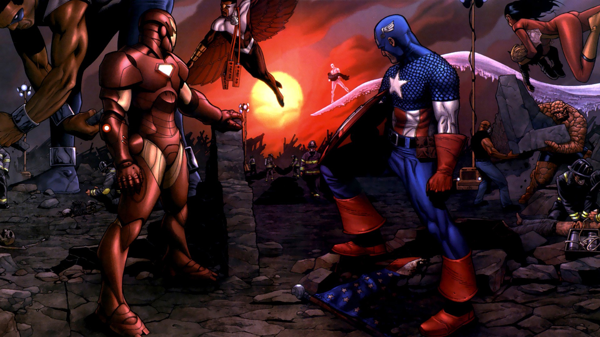 General 1920x1080 comics Captain America Iron Man