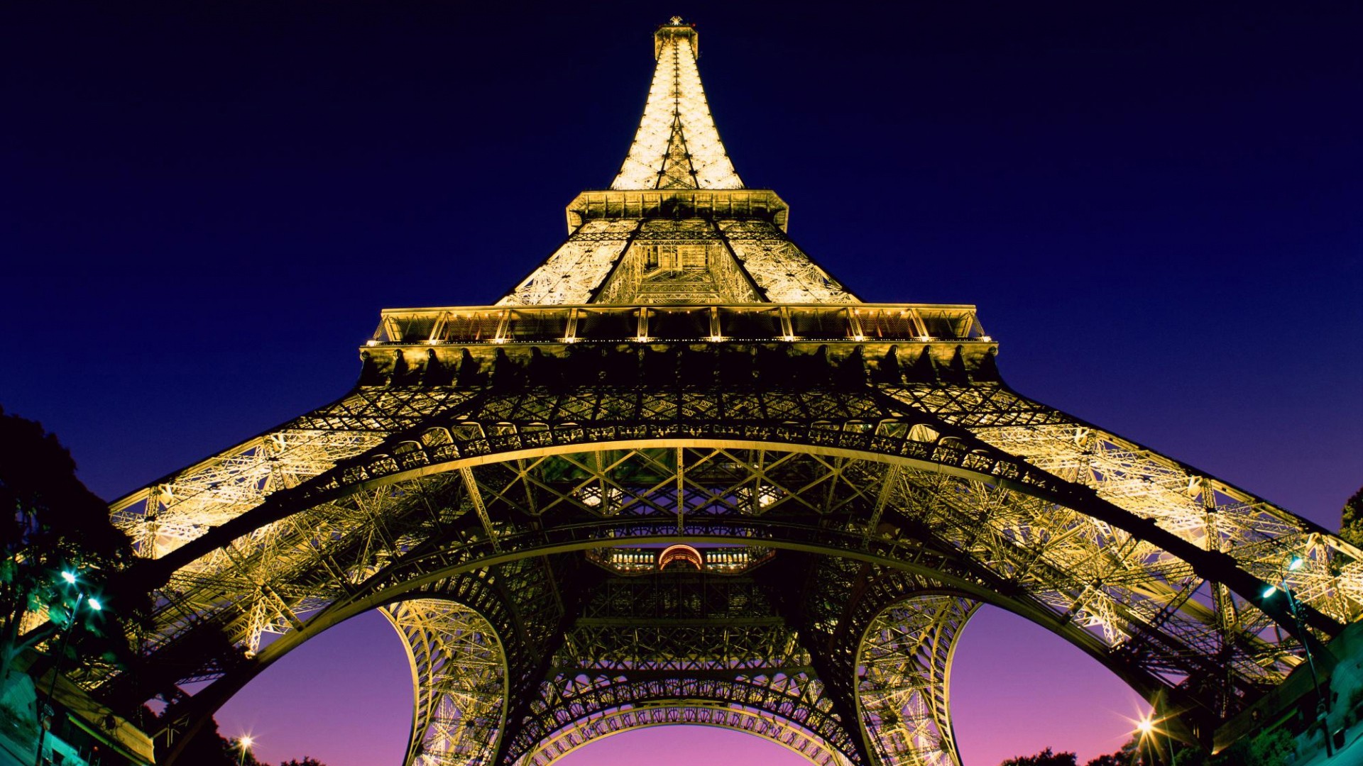 General 1920x1080 Paris architecture Eiffel Tower low-angle construction lights worm's eye view France landmark Europe