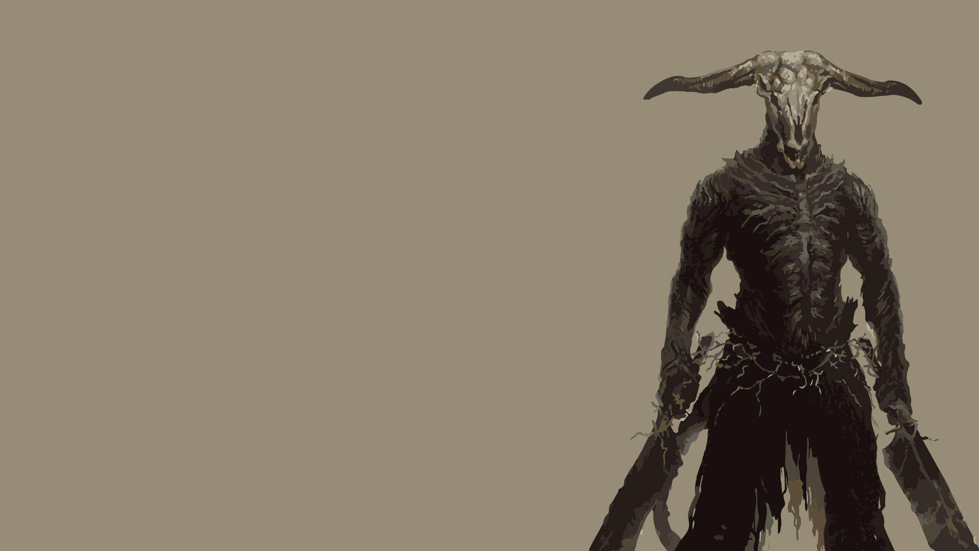 General 1920x1080 Capra Demon video games video game art skull horns simple background creature Dark Souls