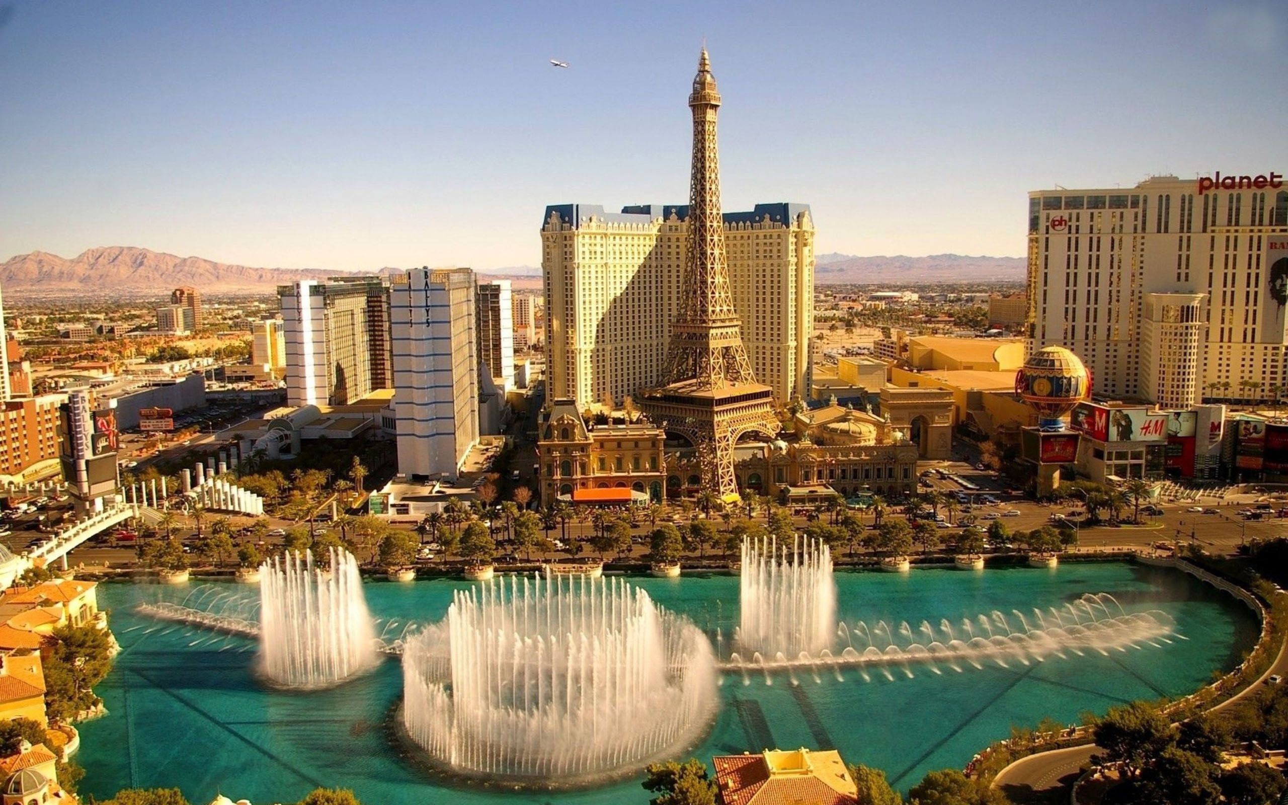 General 2560x1600 Las Vegas hotel fountain cityscape eiffel tower replica USA Bellagio