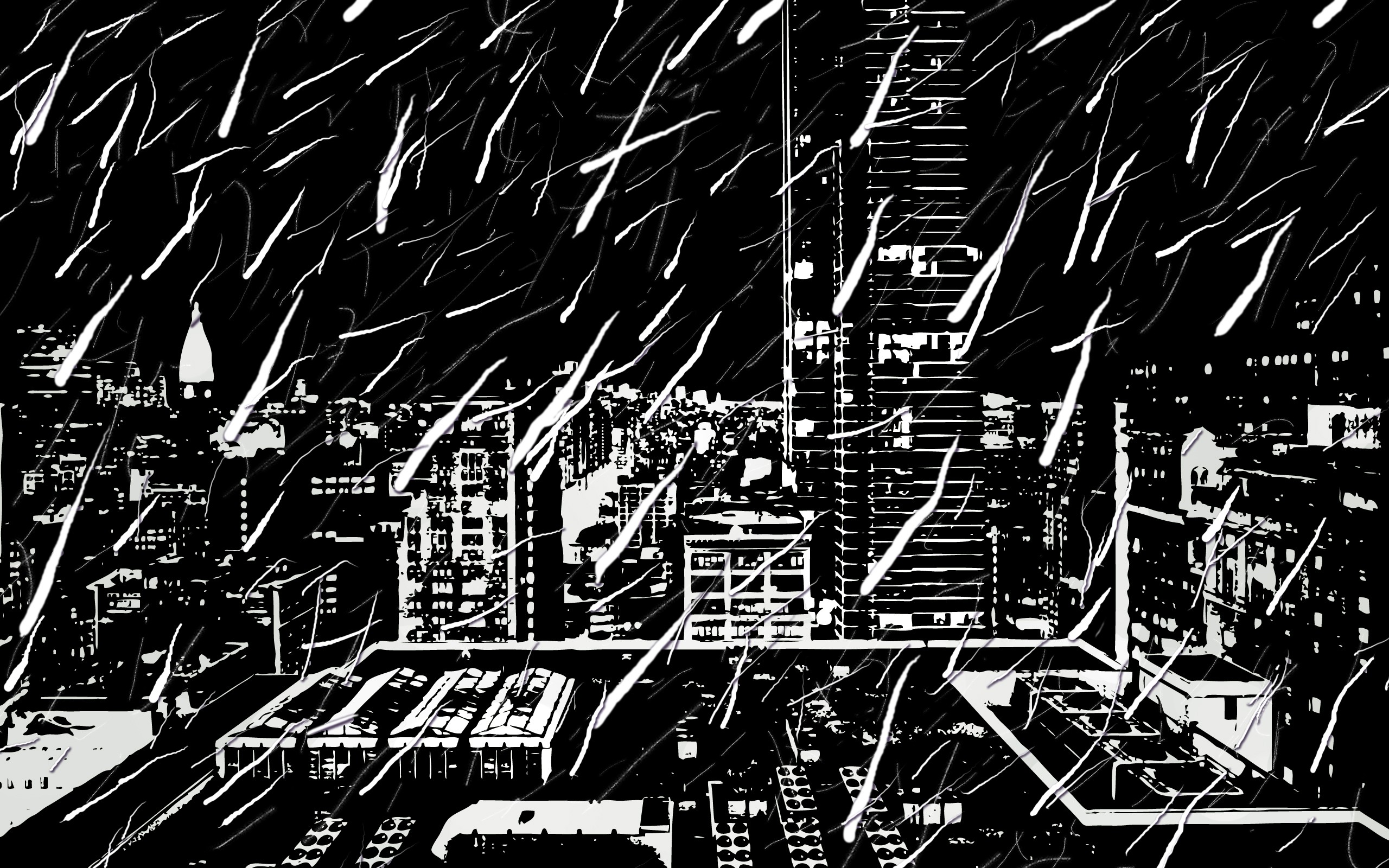 General 2560x1600 cityscape artwork rain monochrome