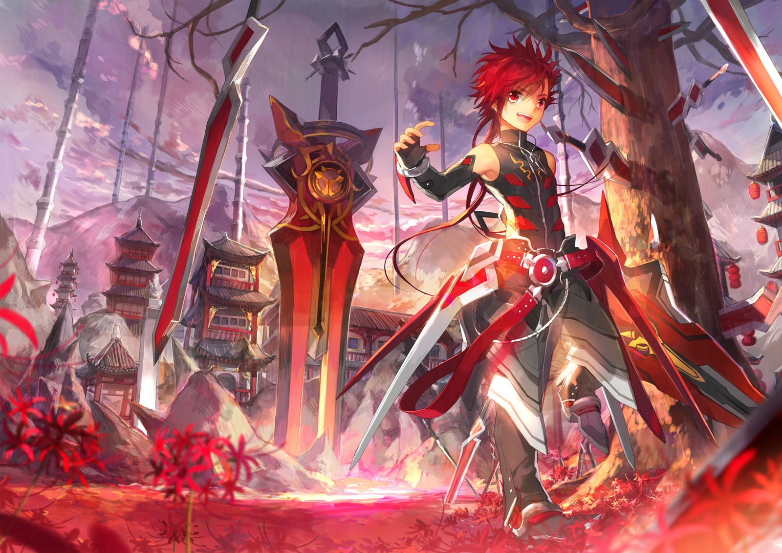 Anime 1600x1131 anime Elsword video game characters sword redhead anime games