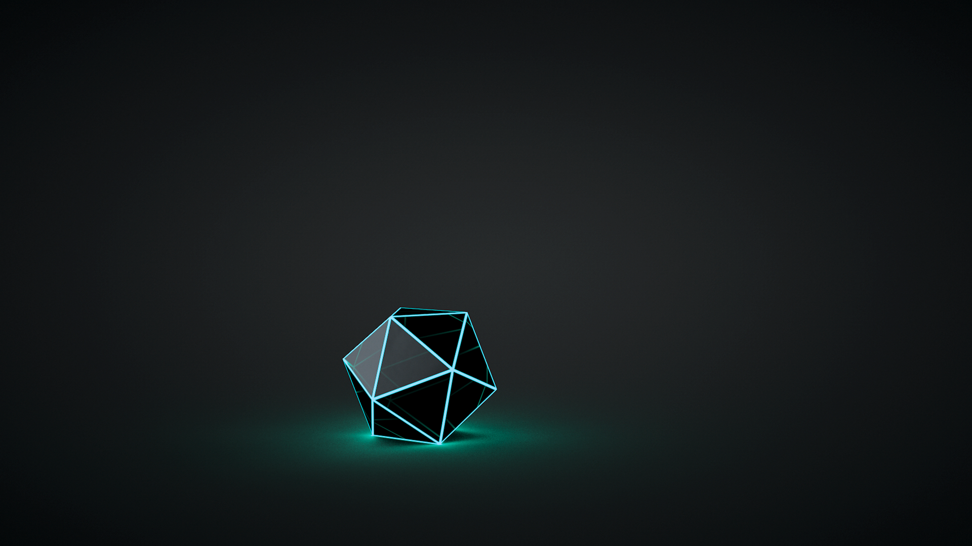 General 1920x1080 crystal  glowing digital art geometry icosahedron cyan DeviantArt simple background