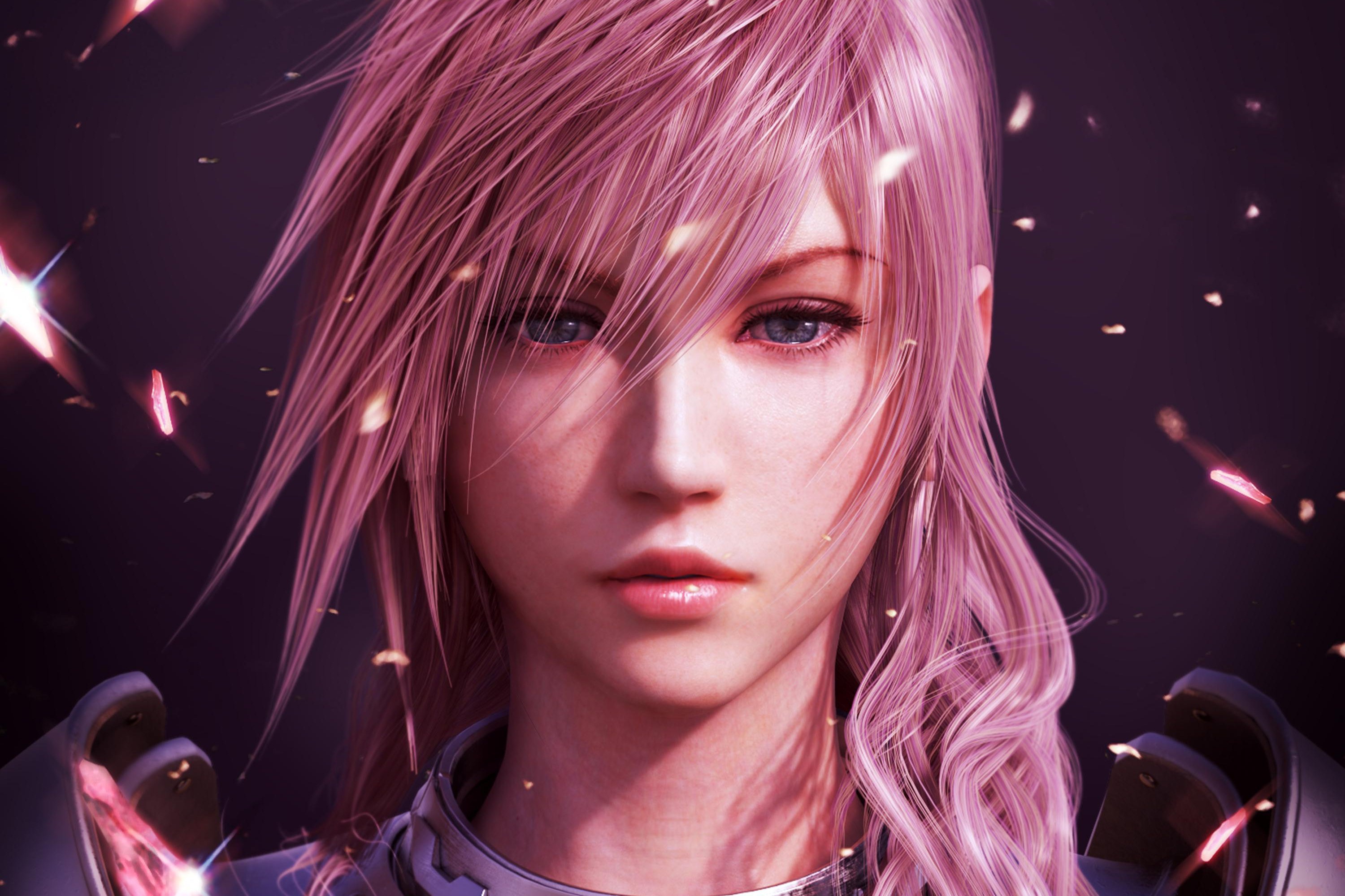 General 3000x2000 video games Claire Farron Final Fantasy XIII pink hair blue eyes pink video game girls looking at viewer fantasy art fantasy girl