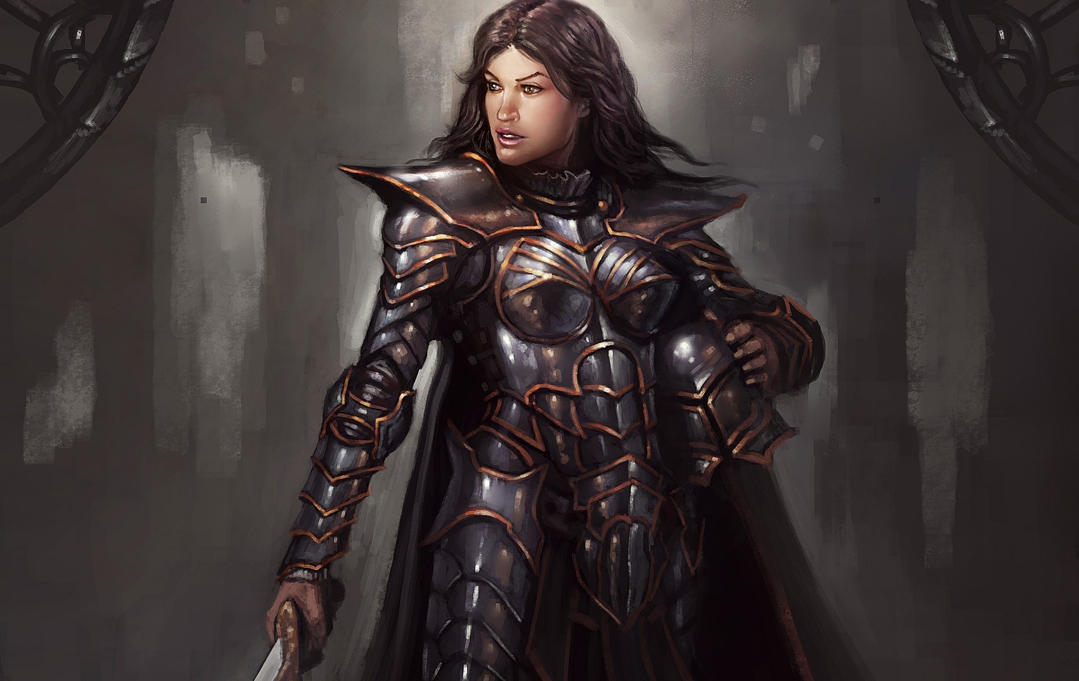 General 2221x1401 artwork fantasy art fantasy girl fantasy armor armor brunette