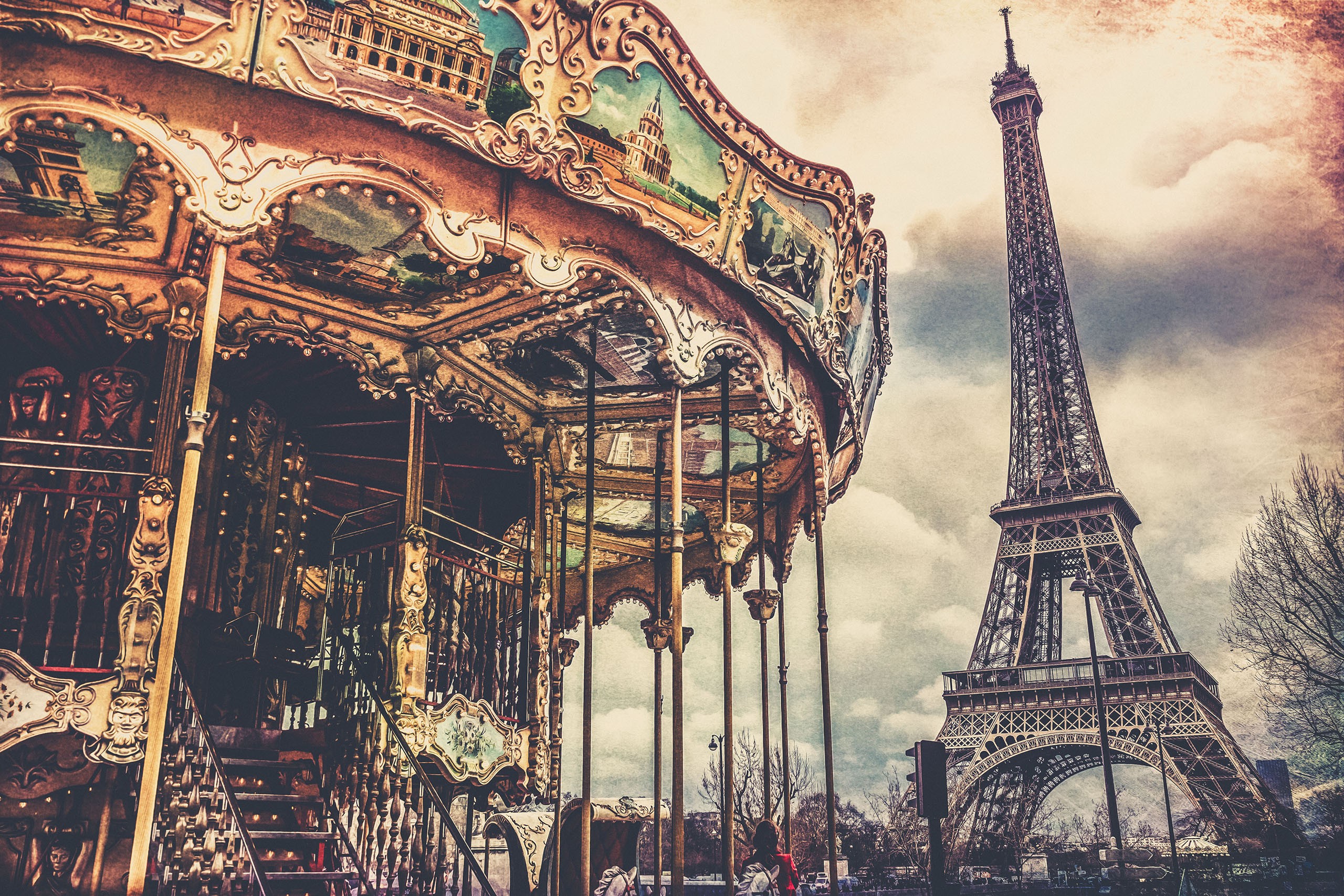General 2560x1707 Paris Eiffel Tower carousels France theme parks landmark