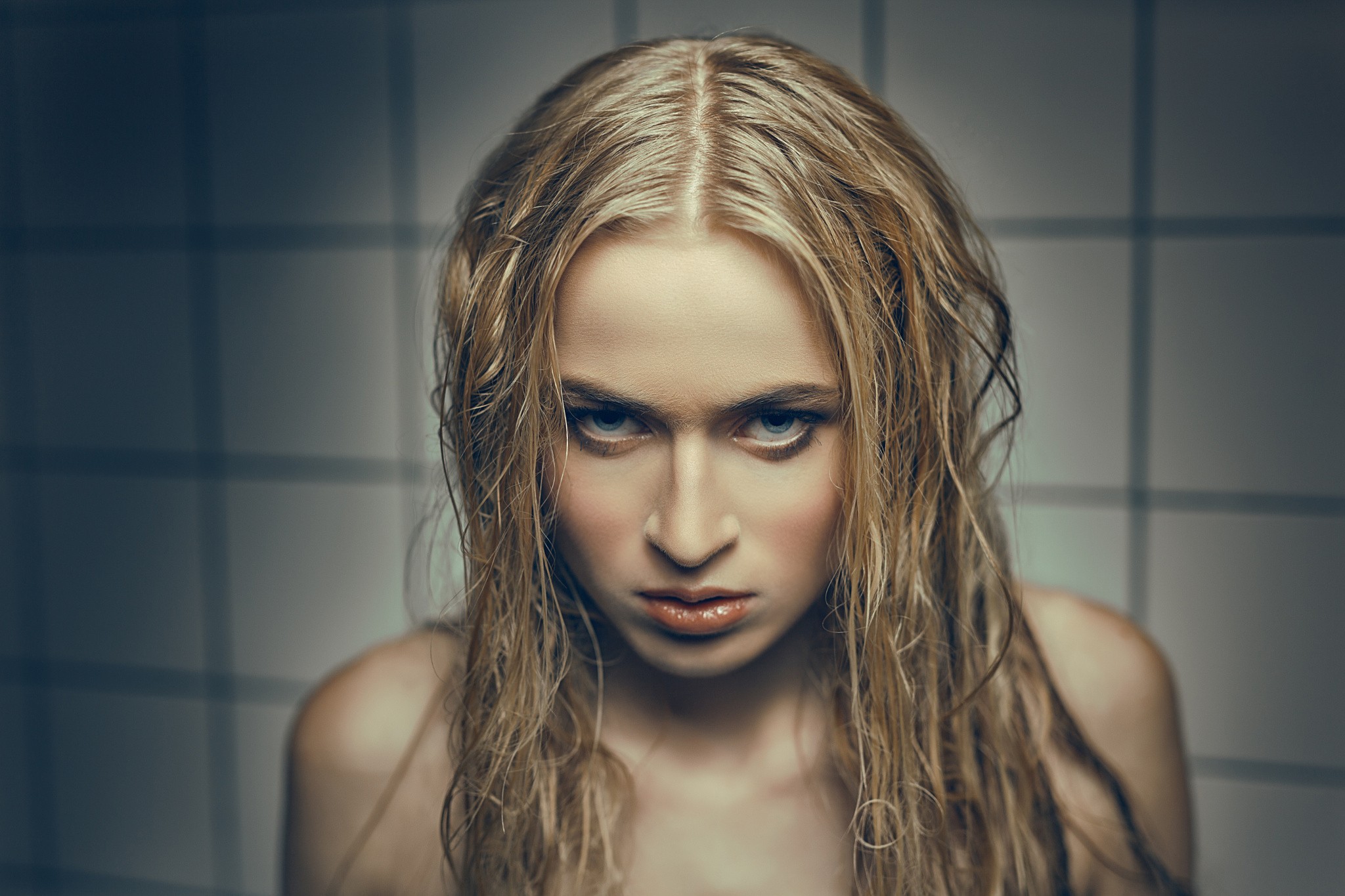 People 2048x1365 blonde women model face portrait looking at viewer women indoors indoors long hair closeup