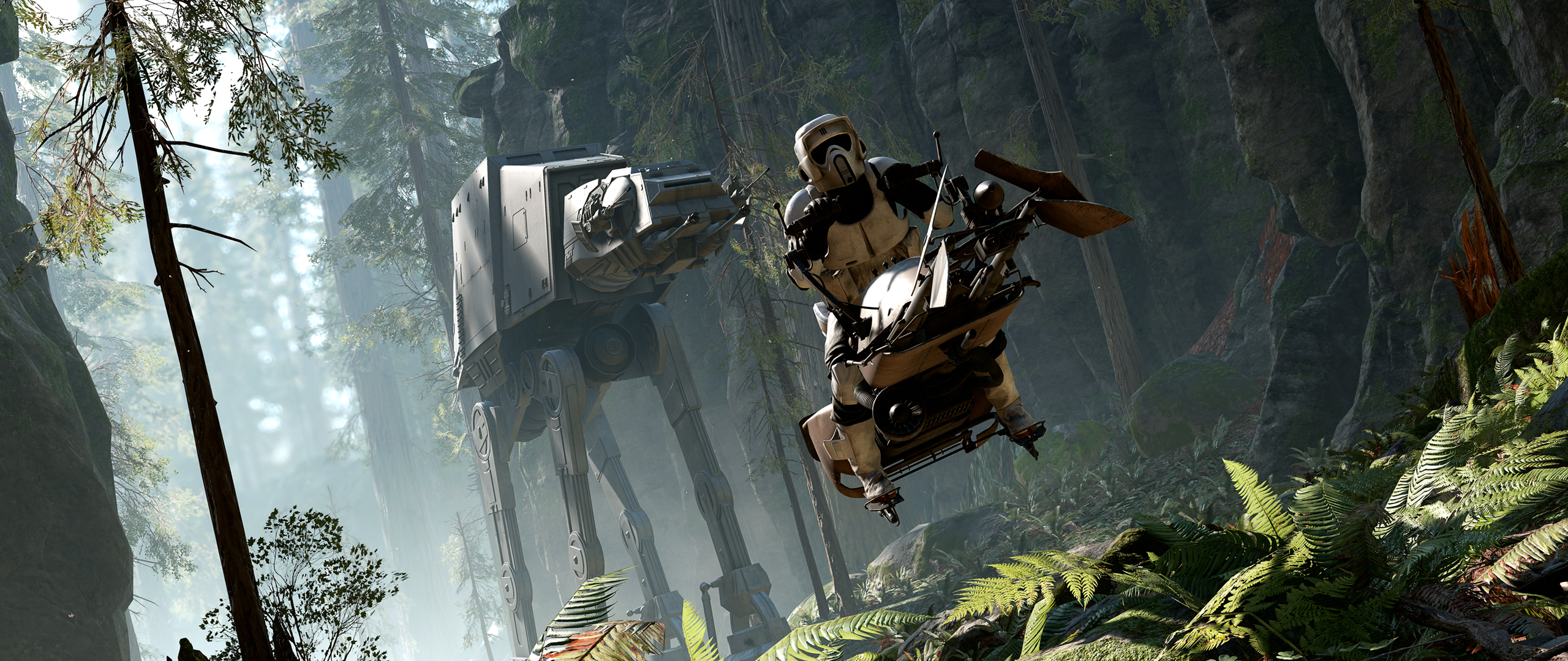 General 2560x1080 Star Wars Star Wars: Battlefront video games speeder bike Battle of Endor ultrawide scout trooper PC gaming video game art AT-AT Imperial Forces science fiction vehicle