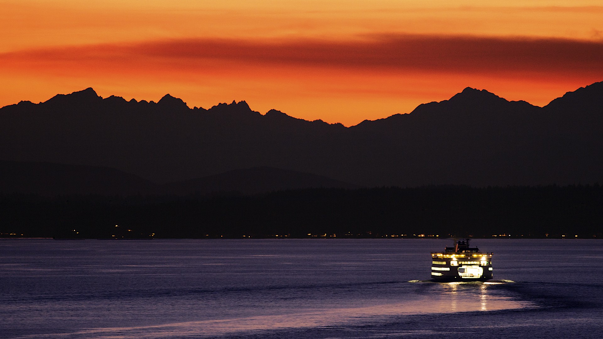General 1920x1080 sunset Seattle sunlight Washington (state) water ship vehicle dark sky low light