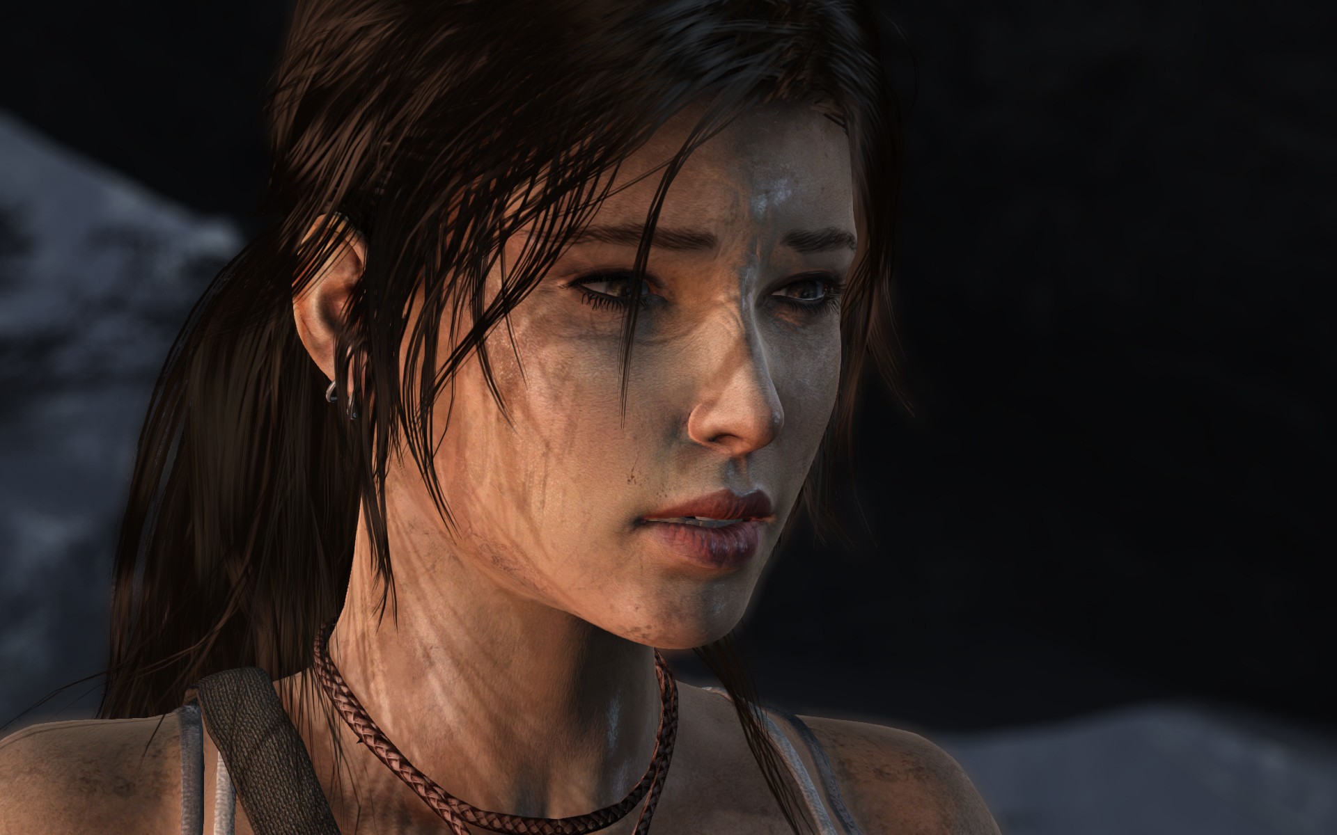 General 1920x1200 Tomb Raider Tomb Raider (2013) video games screen shot video game girls PC gaming Lara Croft (Tomb Raider) video game characters hair in face face closeup