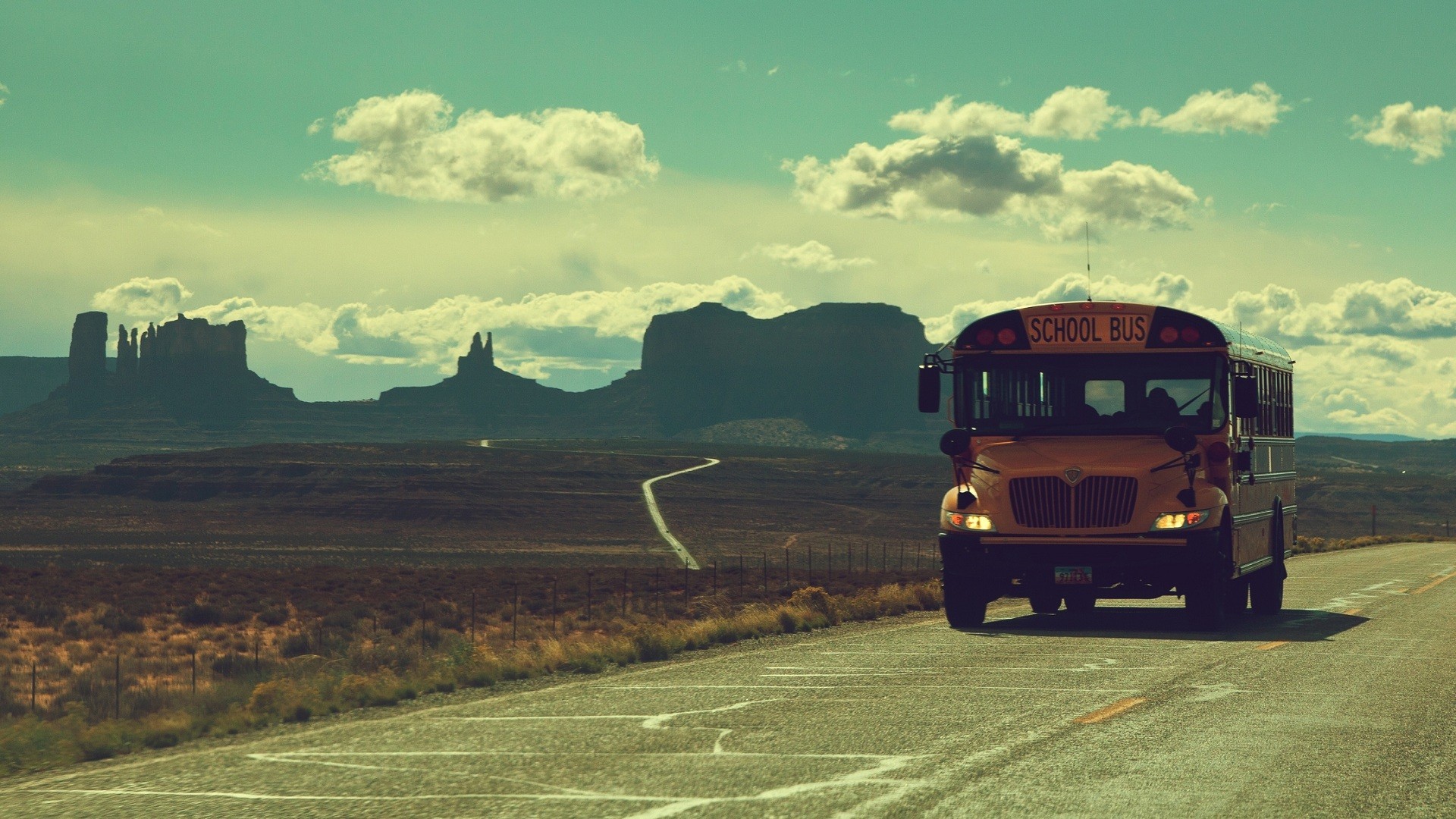 General 1920x1080 landscape vehicle buses asphalt USA outdoors school bus