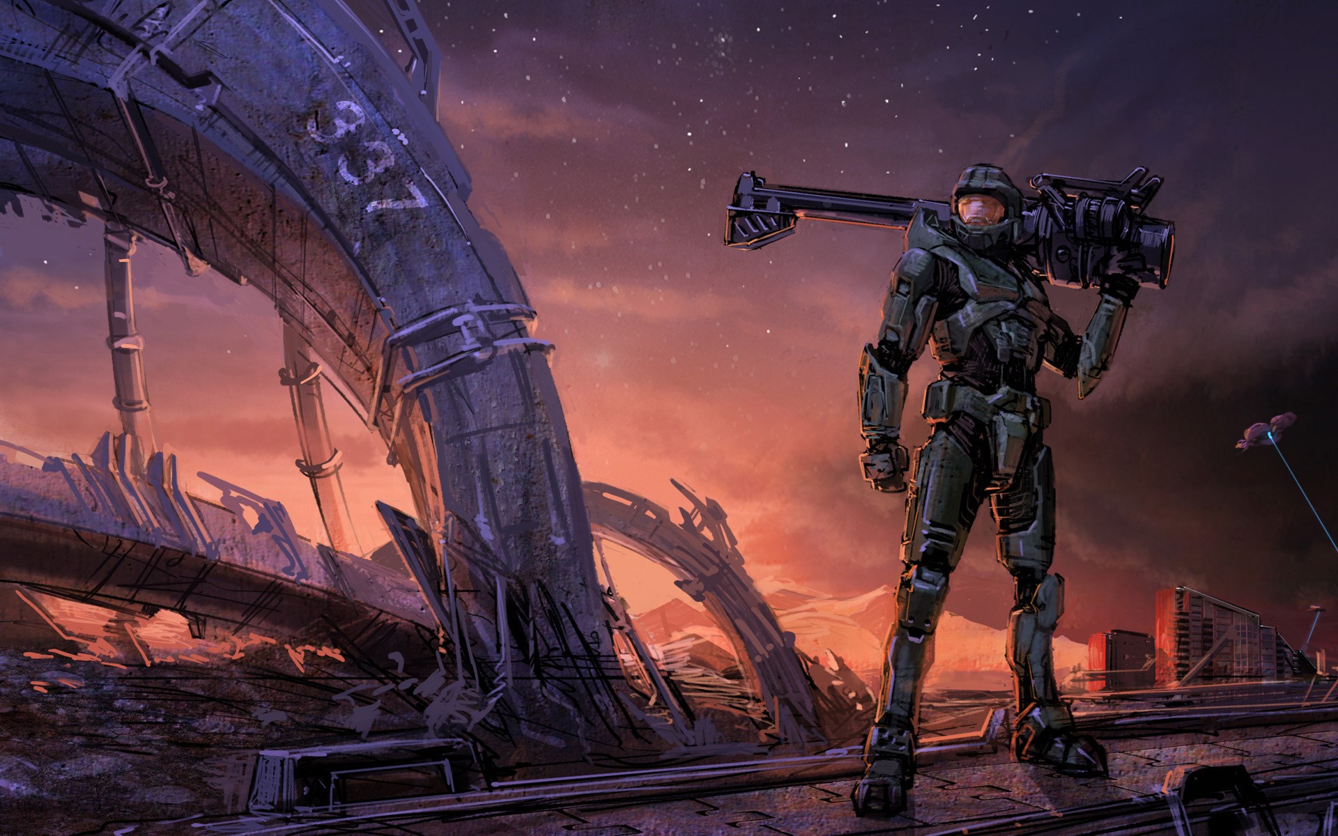 General 1920x1200 Halo (game) Xbox artwork video games science fiction DeviantArt video game art weapon standing Master Chief (Halo) futuristic armor video game characters