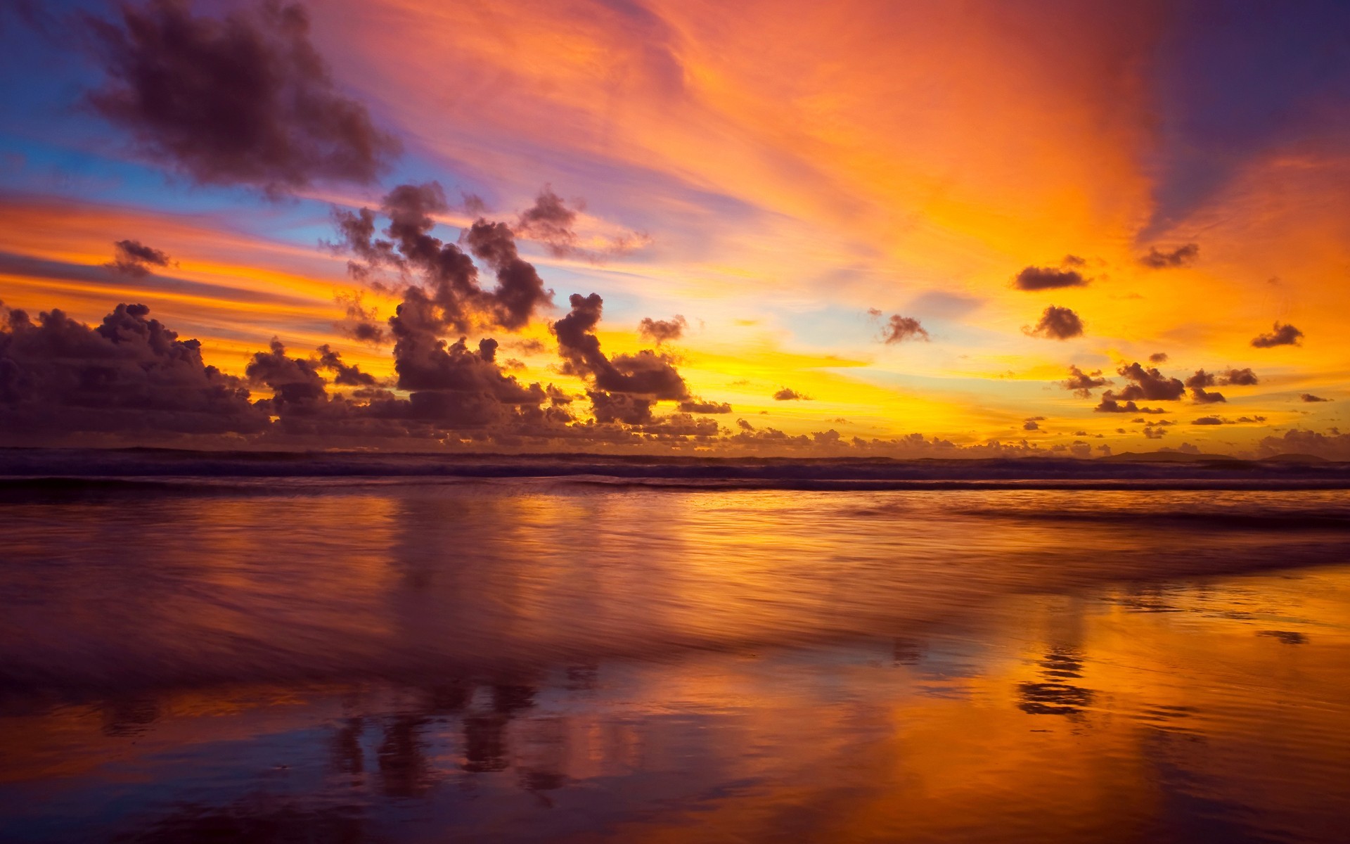 General 1920x1200 photography nature water beach sea sunset sky orange sky low light