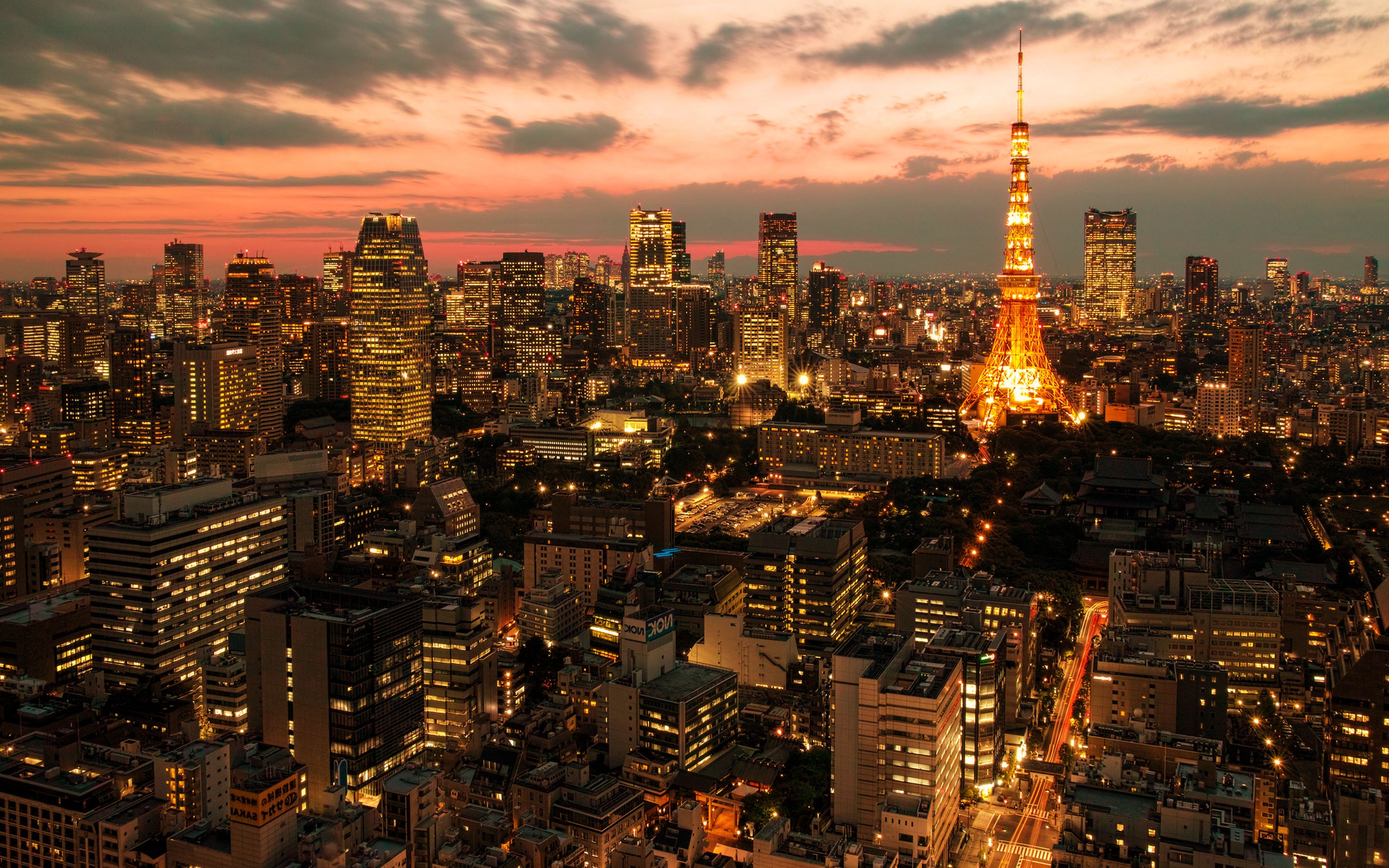 General 2880x1800 photography urban city cityscape building skyscraper Tokyo dusk lights city lights