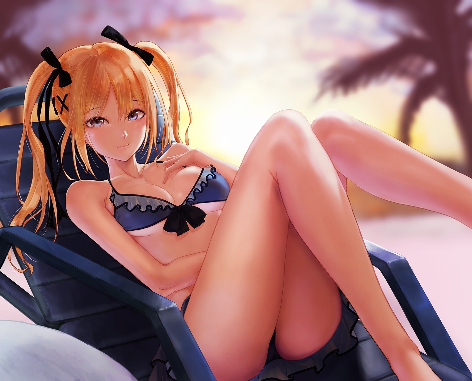 Anime 1606x1297 anime anime girls bikini Dead or Alive Marie Rose (Dead or Alive) video games video game girls video game characters video game warriors Pixiv looking at viewer boobs knees together legs thighs