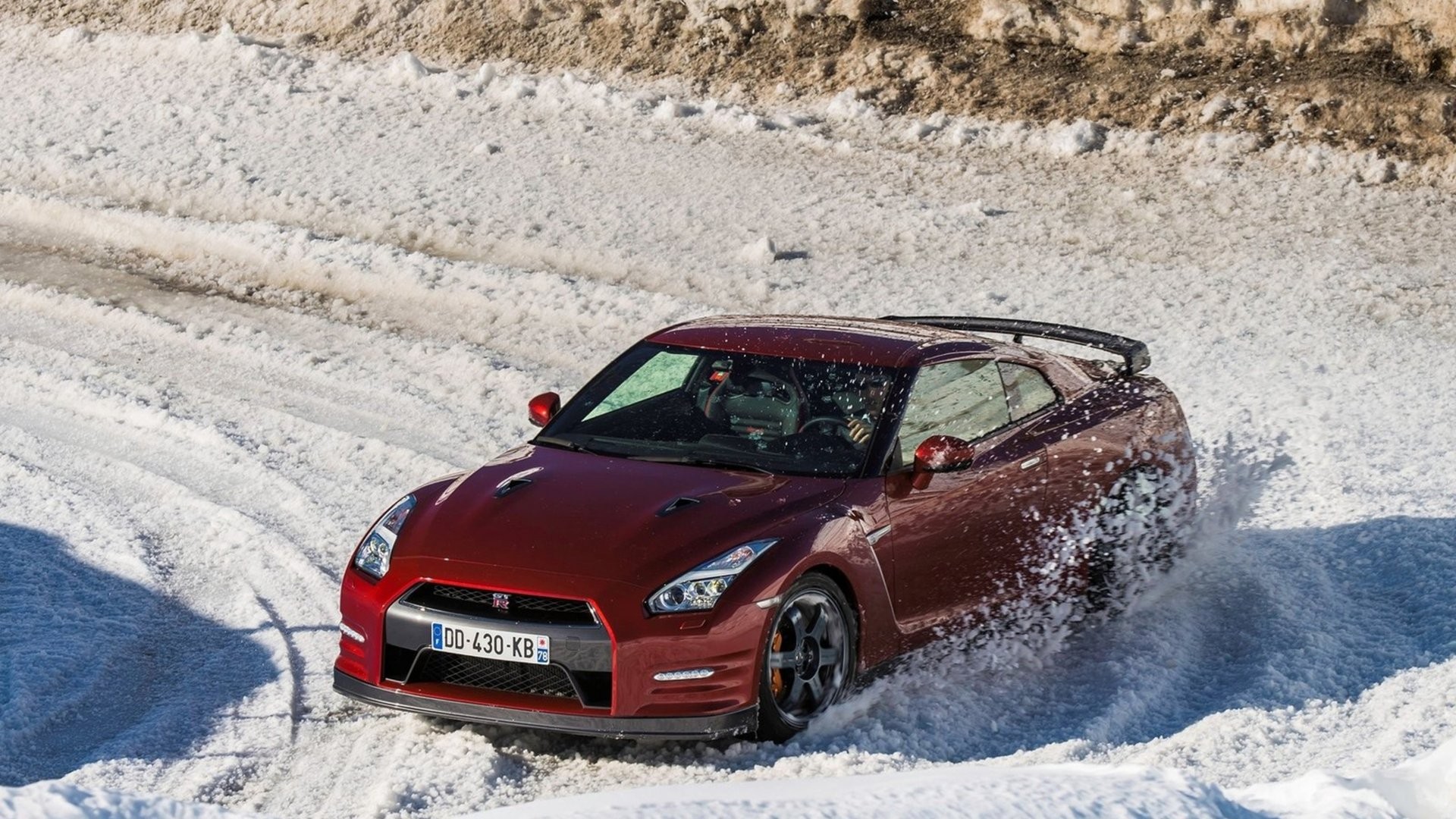 General 1920x1080 Nissan Nissan GT-R winter car snow drift red cars vehicle Japanese cars
