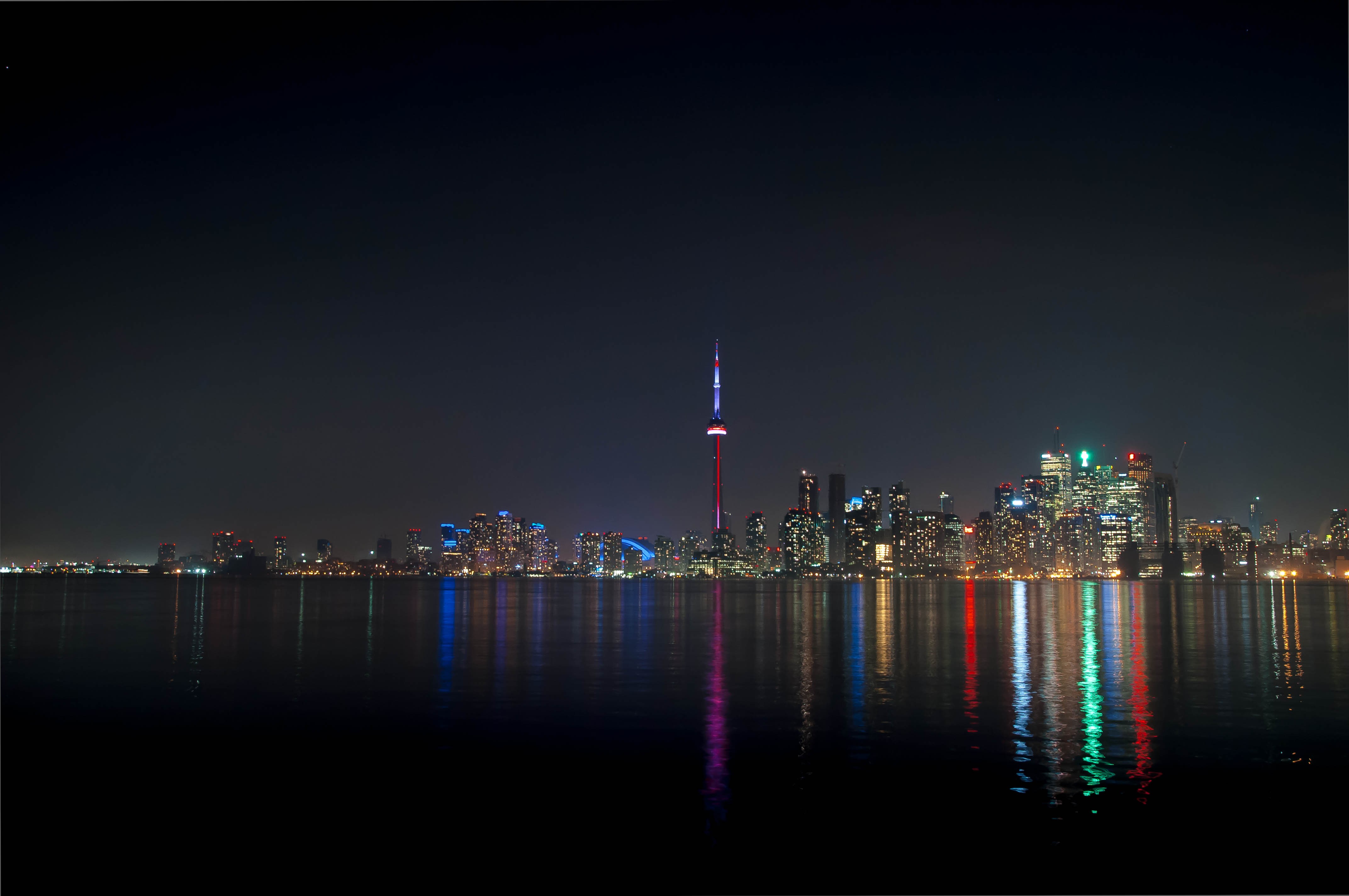 General 4288x2848 landscape cityscape Toronto Canada city lights water reflection CN Tower
