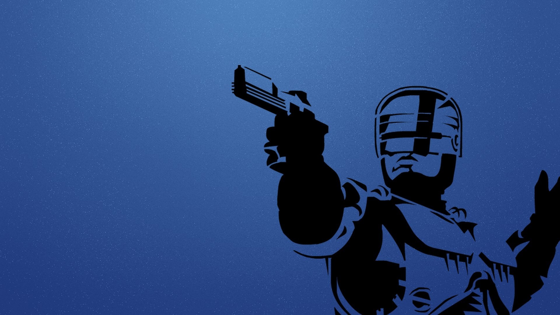 General 1920x1080 RoboCop movies artwork cyborg weapon science fiction simple background blue background aiming armor machine men