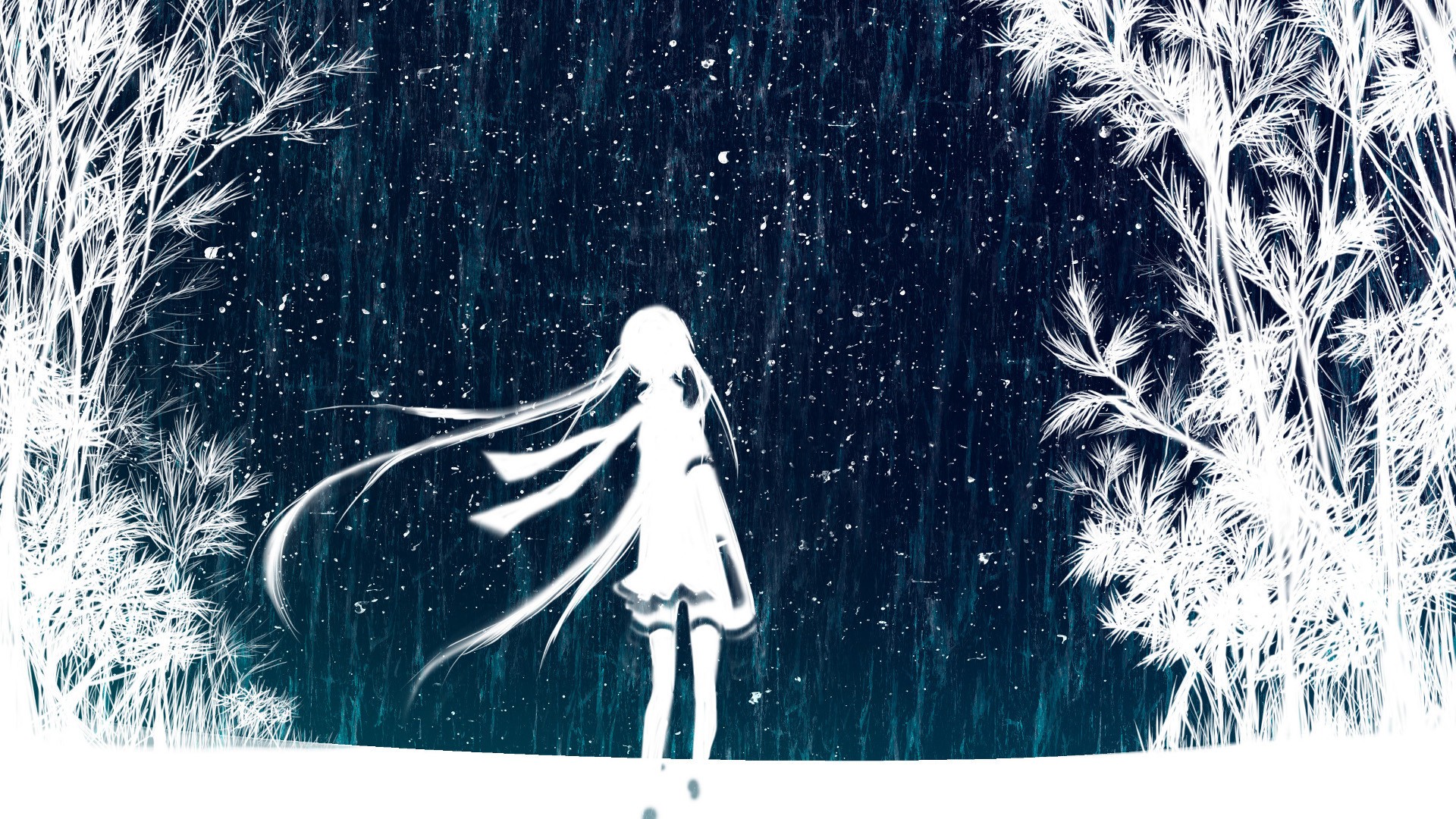 Anime 1920x1080 anime winter Vocaloid Hatsune Miku anime girls long hair standing women outdoors