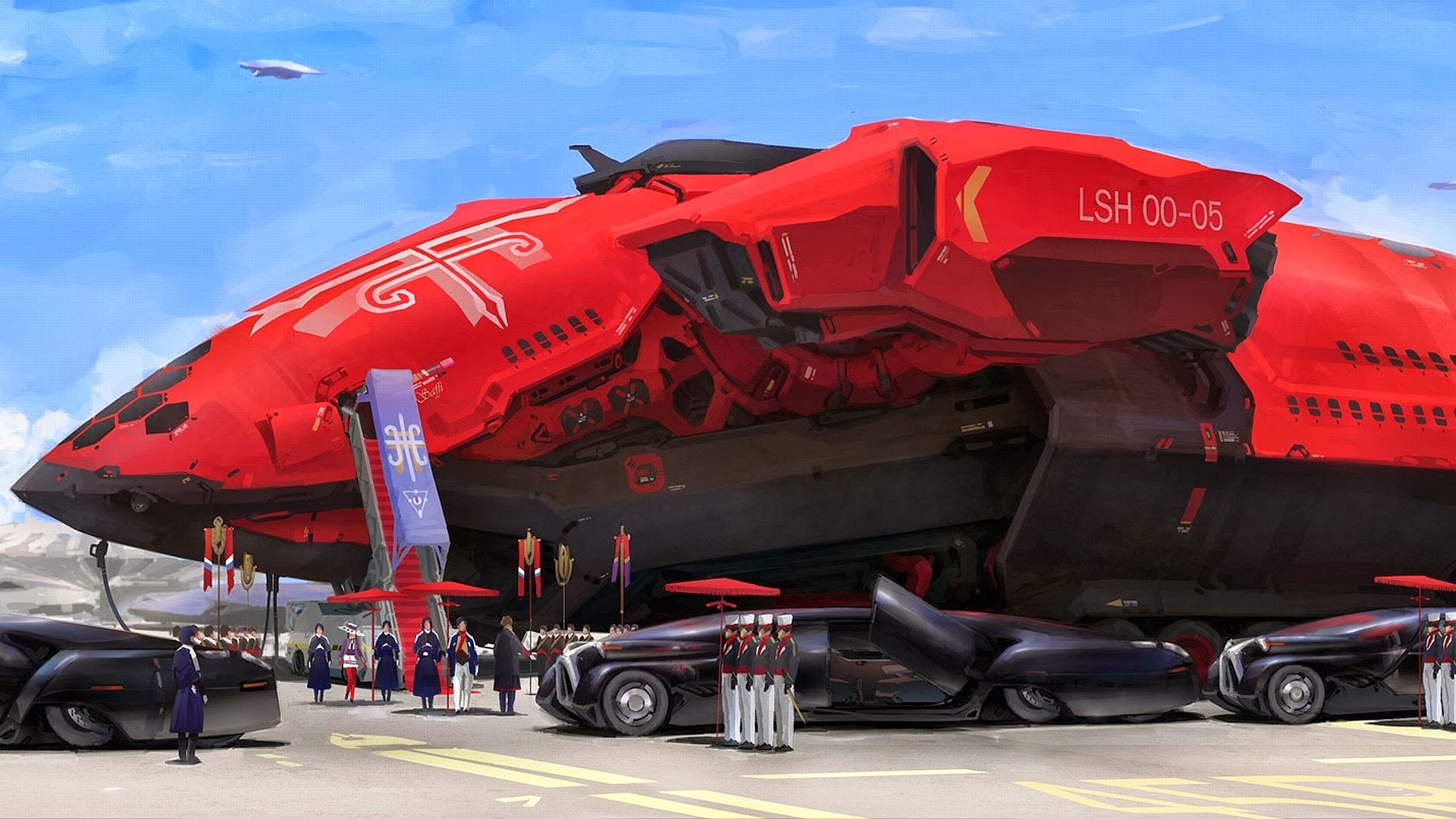 General 1920x1080 digital art science fiction vehicle artwork car spaceship futuristic