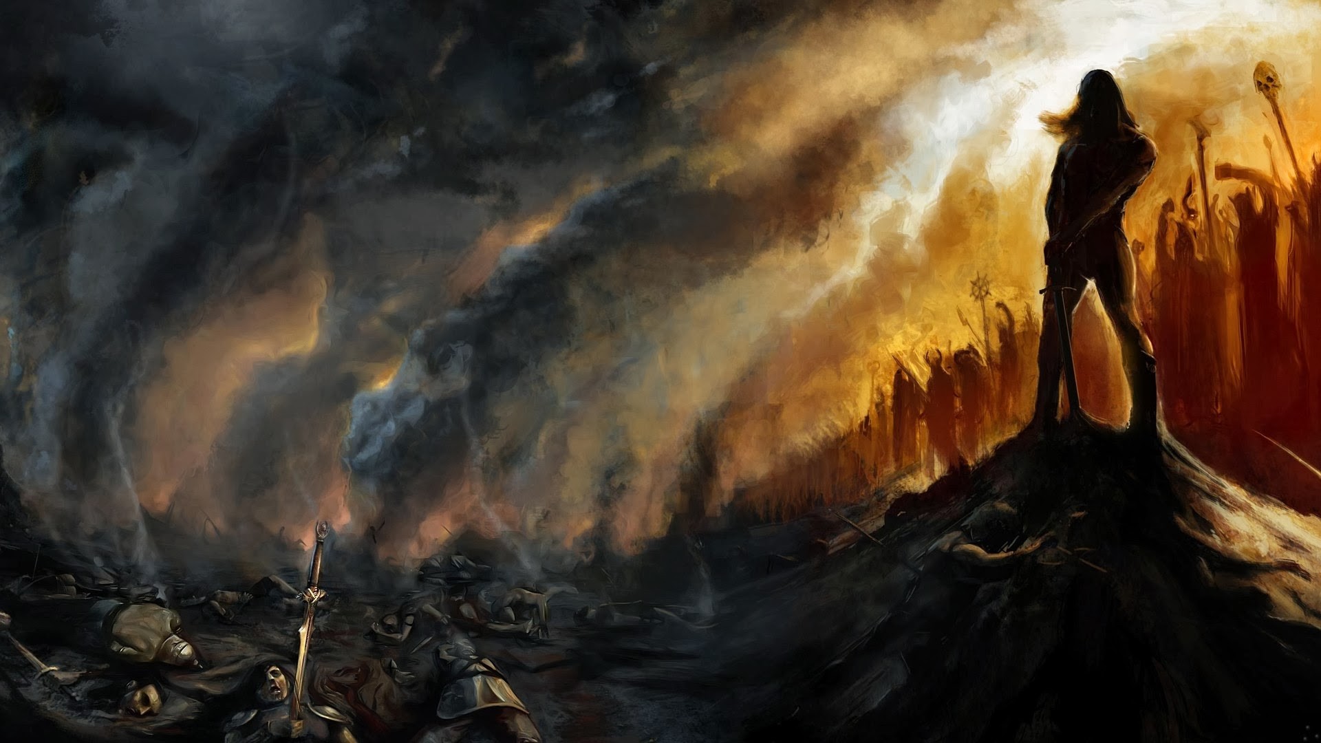 General 1920x1080 fantasy art Age of Conan PC gaming dark fantasy fire video game art video games