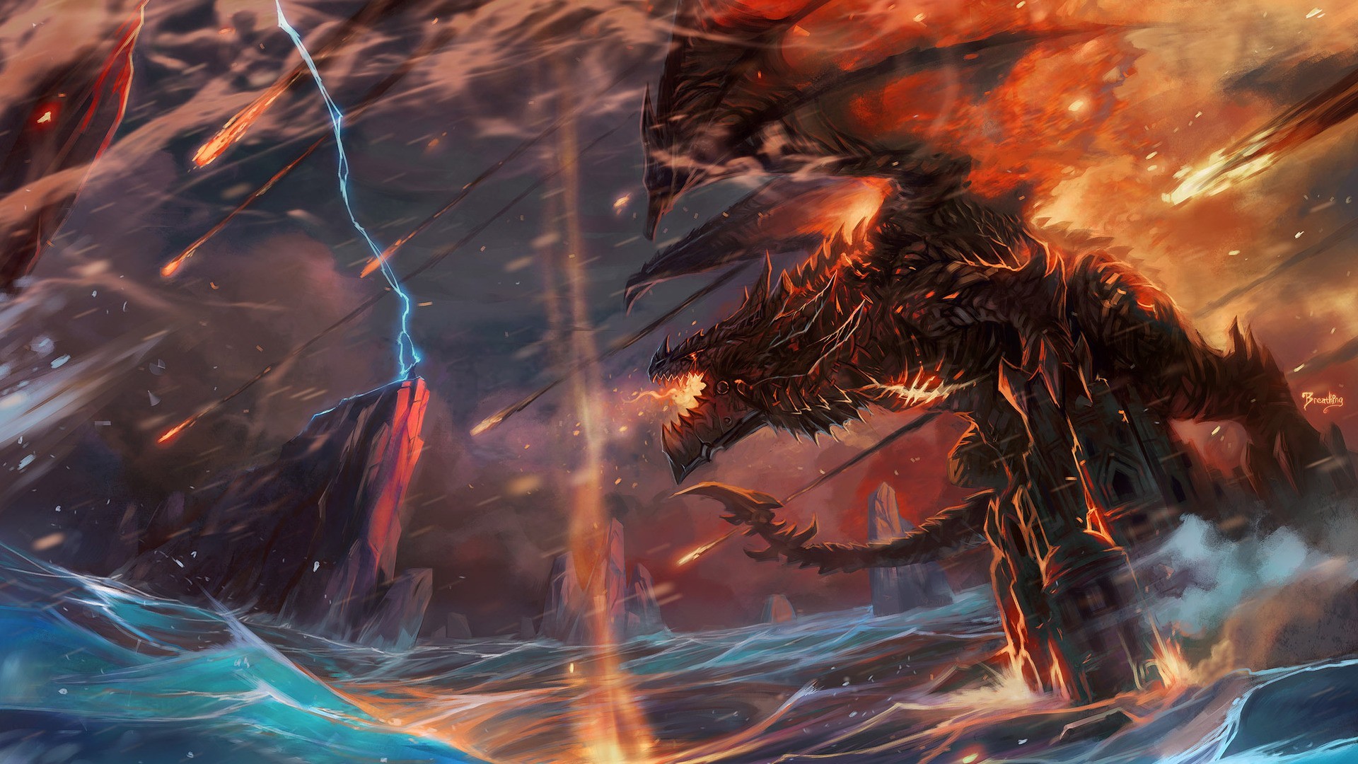 General 1920x1080 dragon World of Warcraft: Cataclysm Deathwing Thrall video games PC gaming video game art fantasy art creature