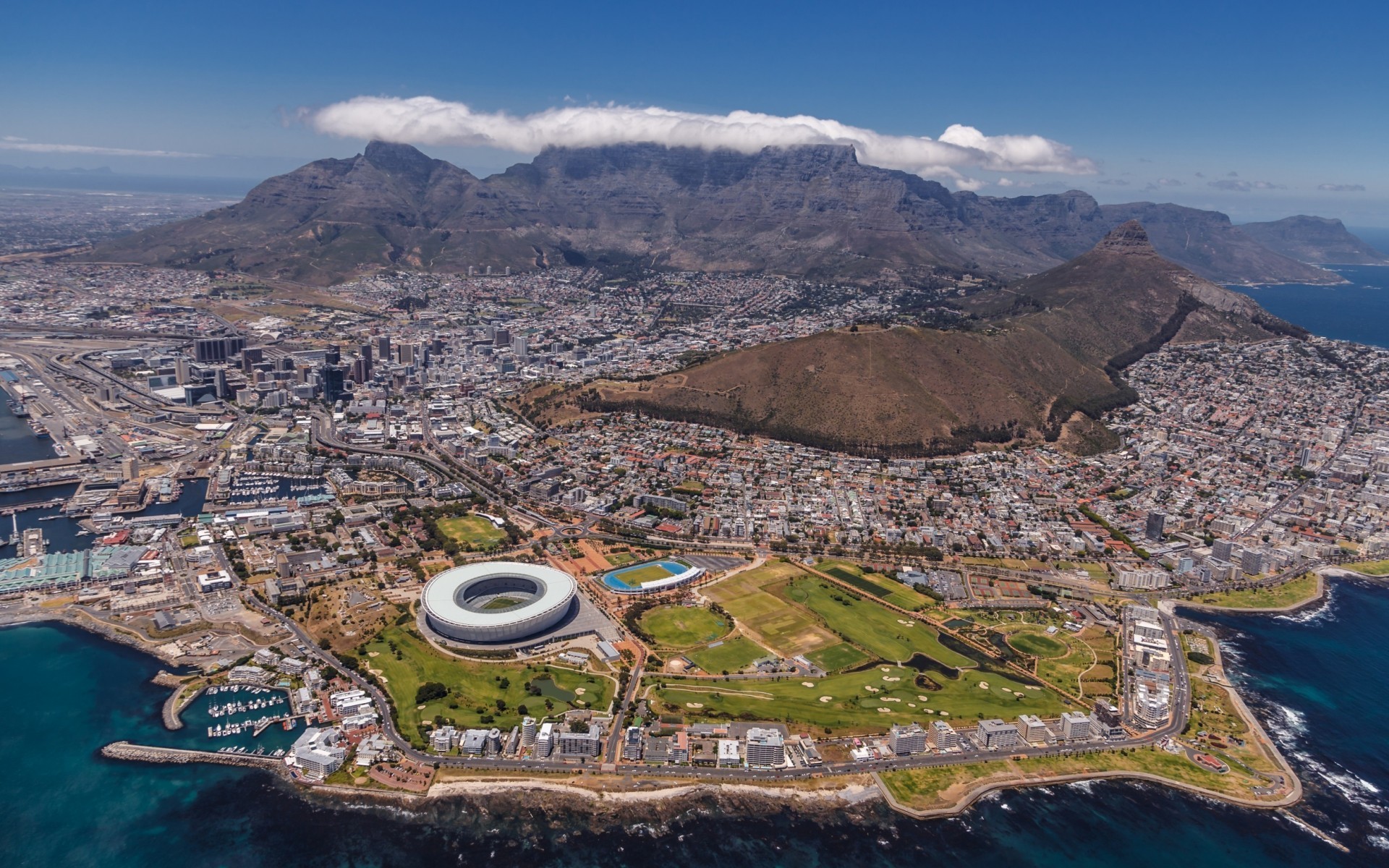 General 1920x1200 cityscape landscape stadium Cape Town Table Mountain South Africa