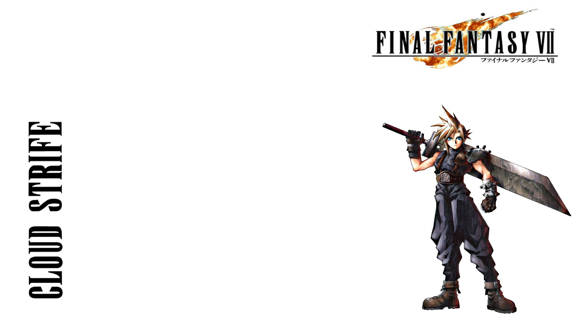 General 1920x1080 Final Fantasy VII Cloud Strife video games simple background sword white background video game characters Square Enix