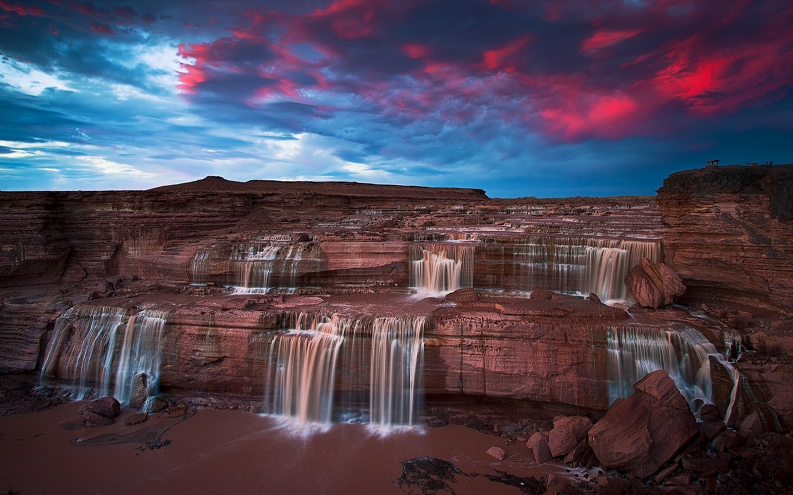 General 1600x1000 nature landscape waterfall sunset Arizona erosion clouds USA rocks rock formation