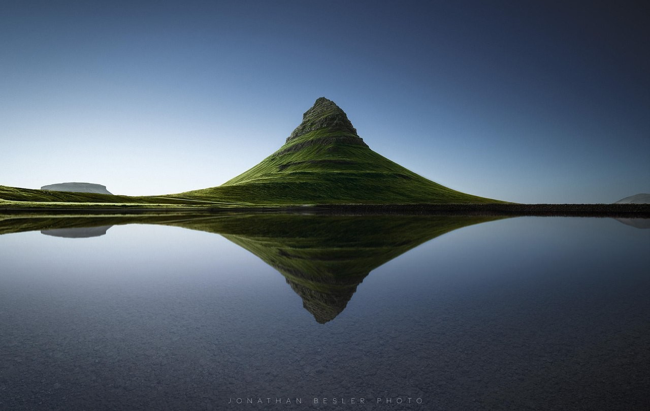 General 1280x809 mountains landscape nature water shadow clear sky green photography Kirkjufell nordic landscapes reflection outdoors rocks rock formation watermarked