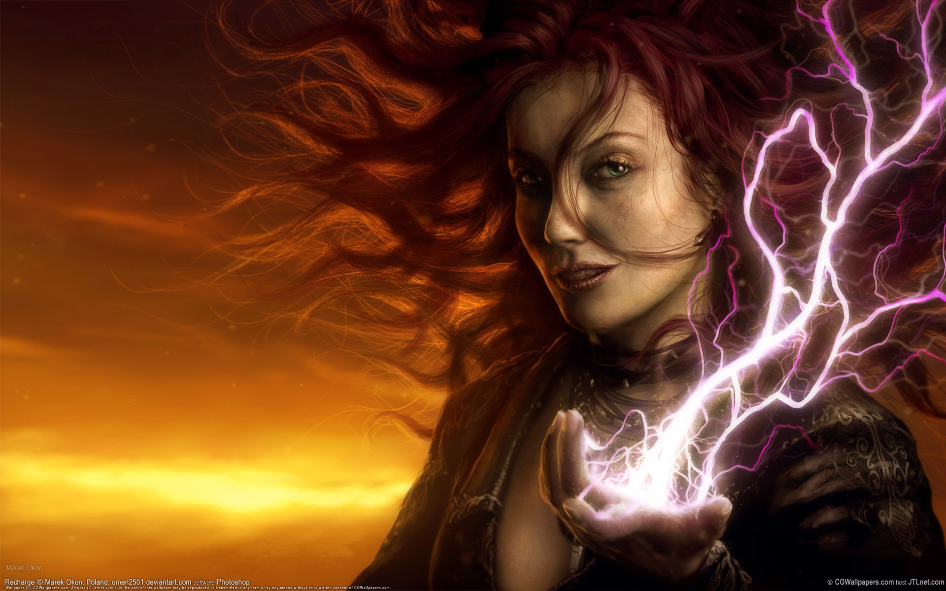 General 1920x1200 magic redhead photoshopped women fantasy art fantasy girl digital art watermarked