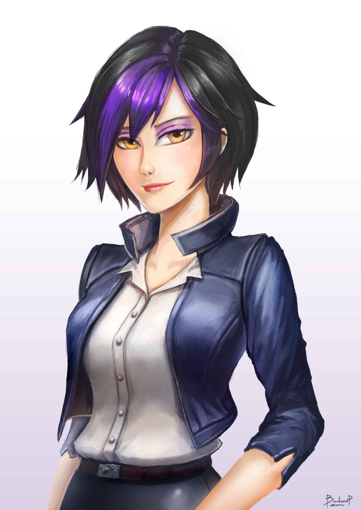 General 1168x1653 Go Go Tomago Big Hero 6 fan art movies dyed hair standing yellow eyes looking at viewer animated movies simple background white background