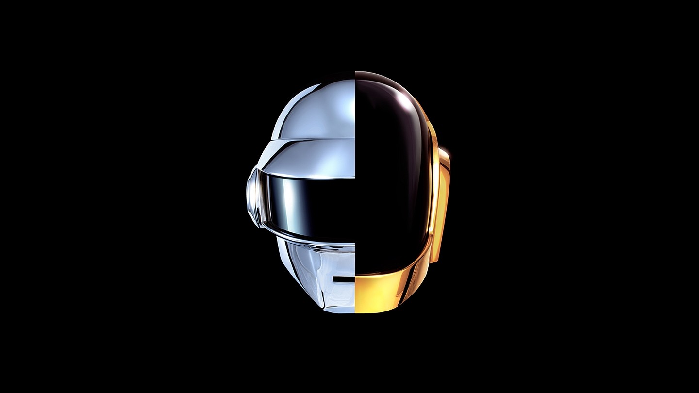 General 1440x810 music digital art helmet simple background Daft Punk black background minimalism
