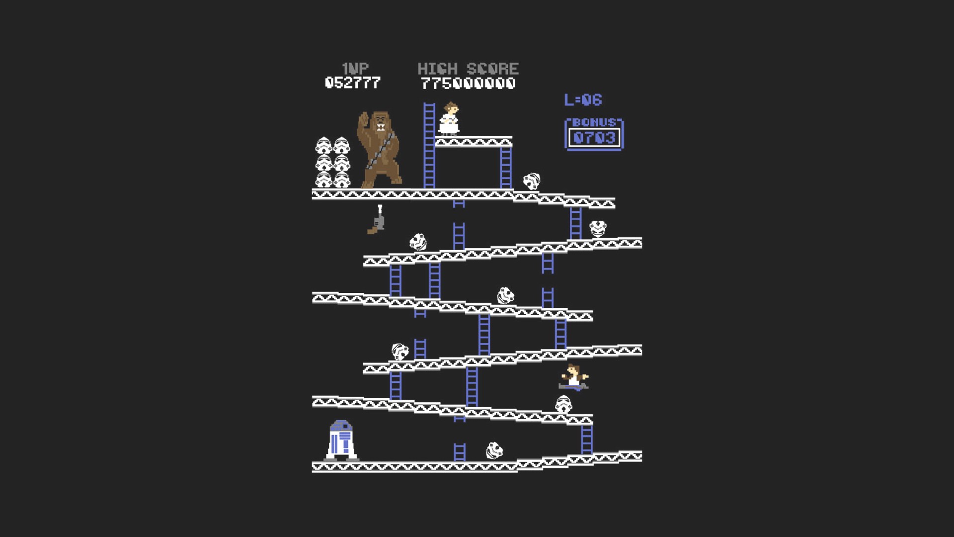 General 1920x1080 video games Star Wars Donkey Kong retro games R2-D2 Leia Organa Chewbacca Han Solo crossover video game art
