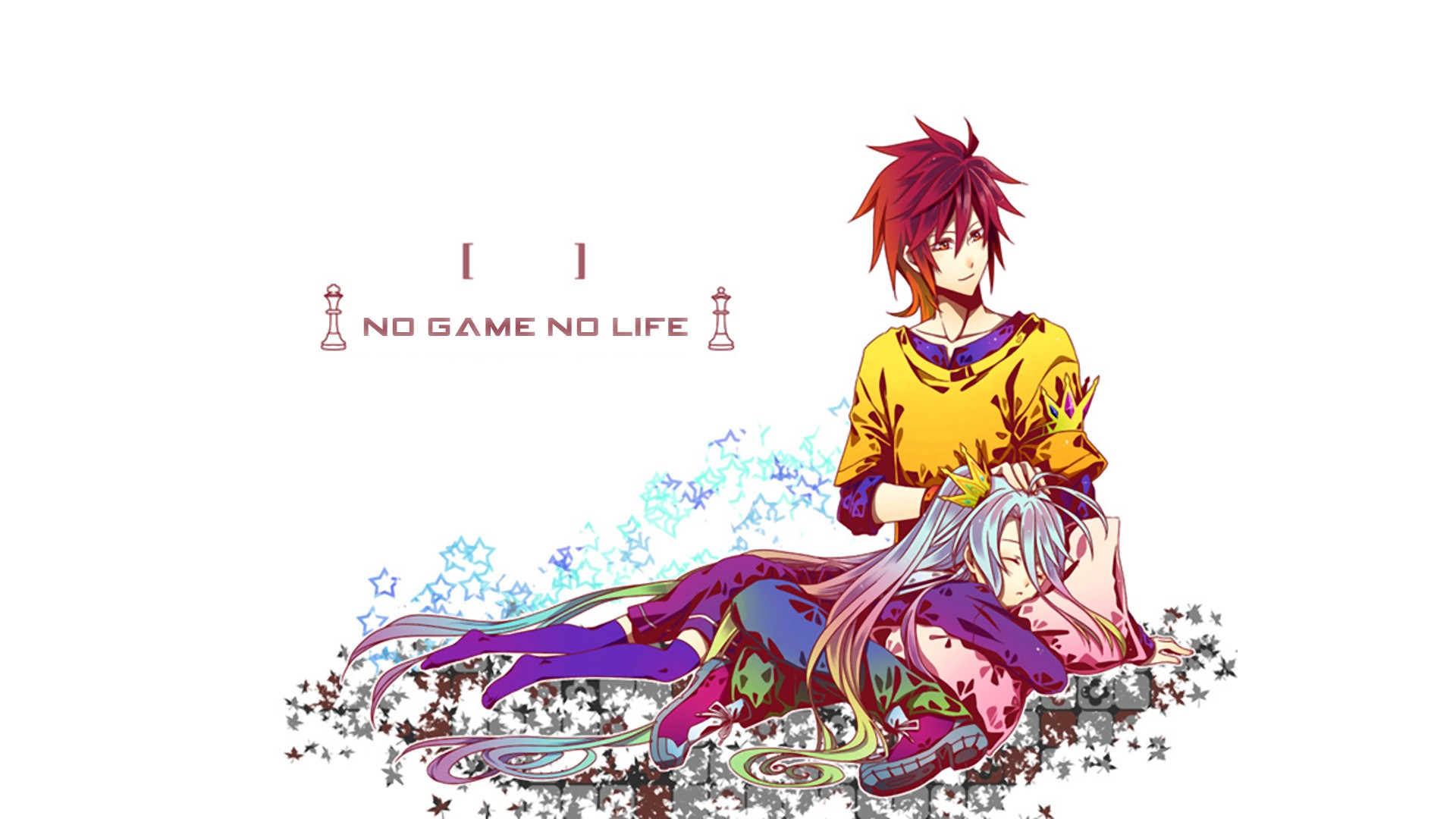 Anime 1920x1080 anime No Game No Life Shiro (No Game No Life) Sora (No Game No Life) anime girls simple background white background
