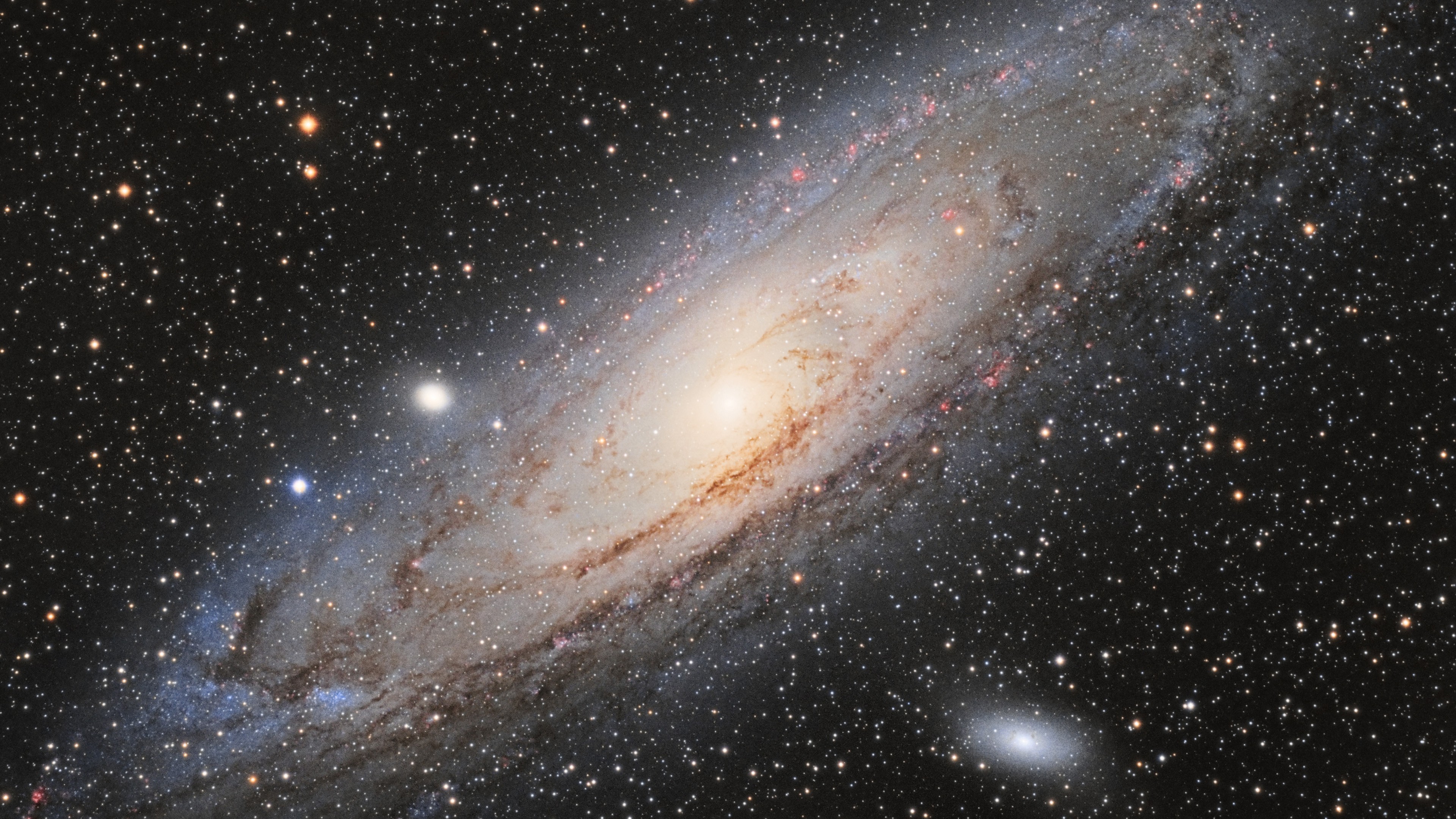 General 3840x2160 space galaxy spiral galaxy planet universe Messier 31 Messier 110 space art digital art Hubble Deep Field NASA Andromeda