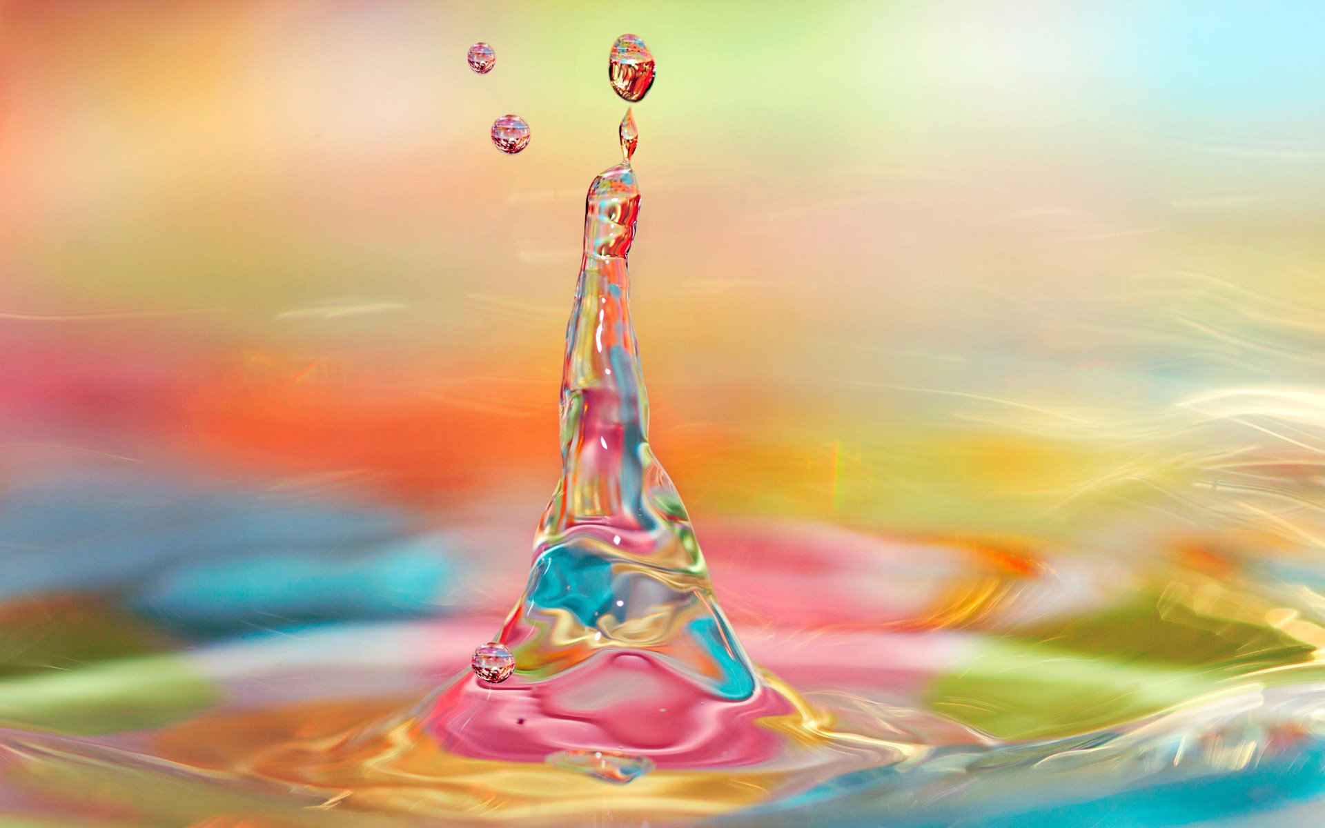 General 1920x1200 water drops ripples digital art colorful liquid