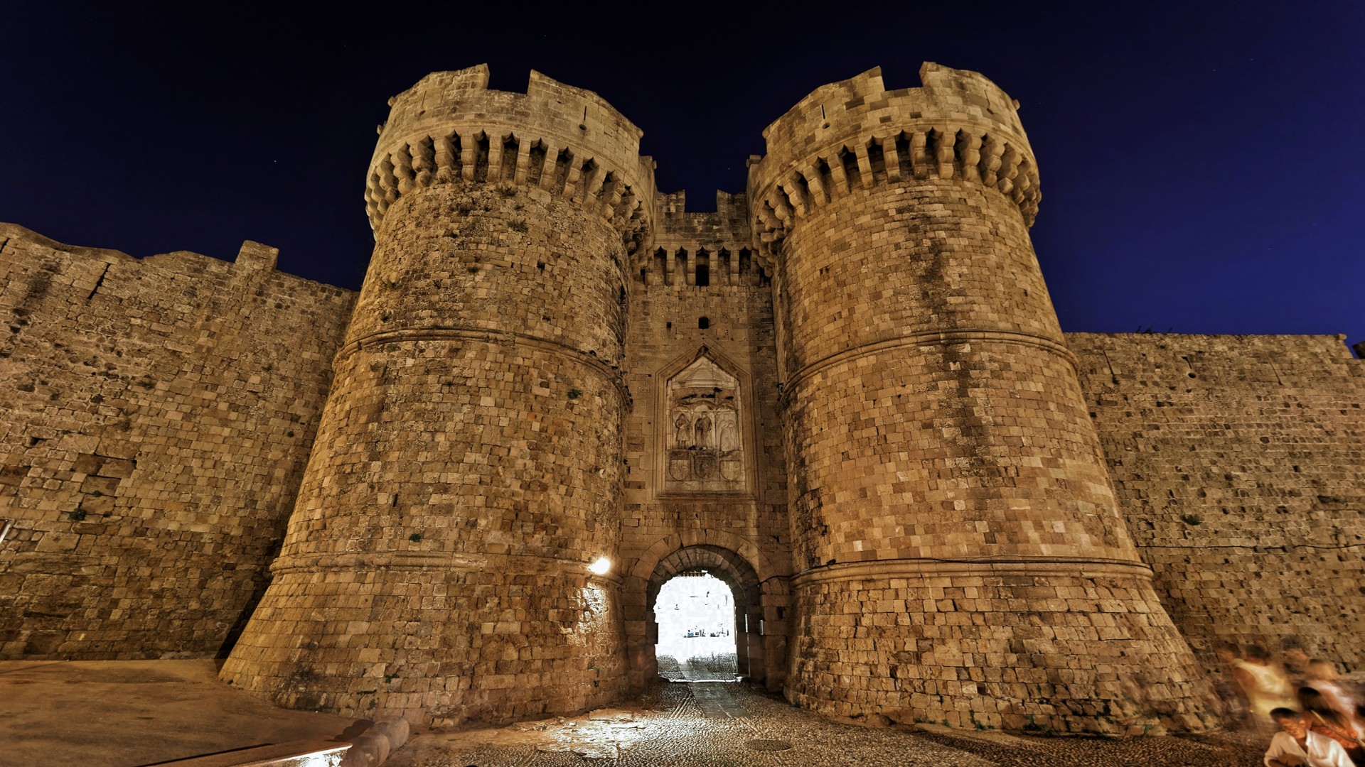 General 1920x1080 castle night architecture Rhodes Greece landmark