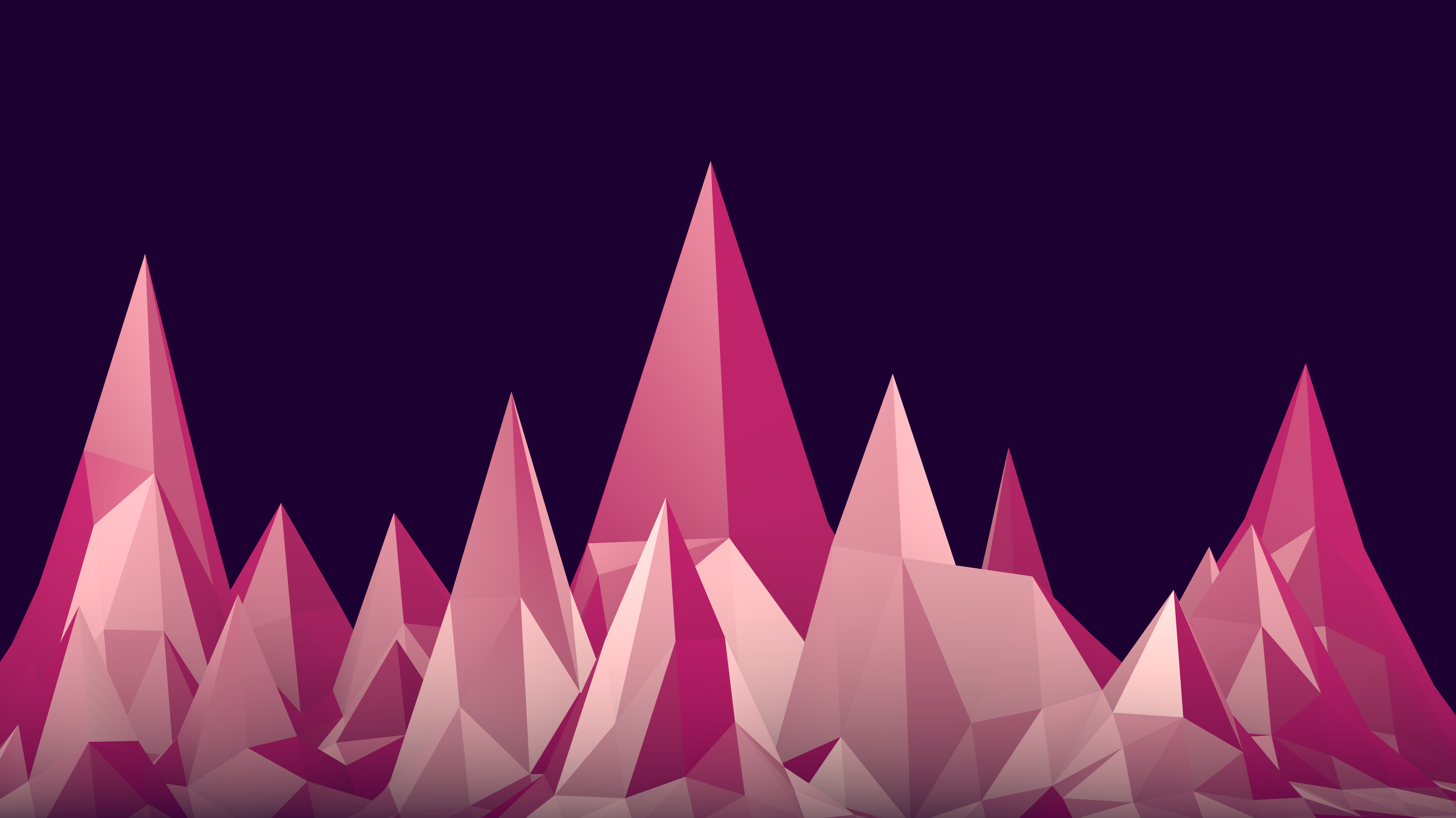 General 3840x2160 minimalism digital art simple background low poly CGI violet pink mountains geometry