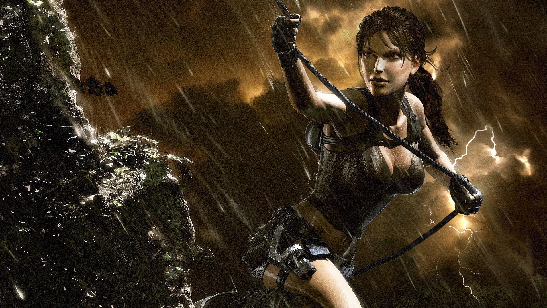 General 1920x1080 Tomb Raider video games Lara Croft (Tomb Raider) storm rain adventurers video game girls video game characters